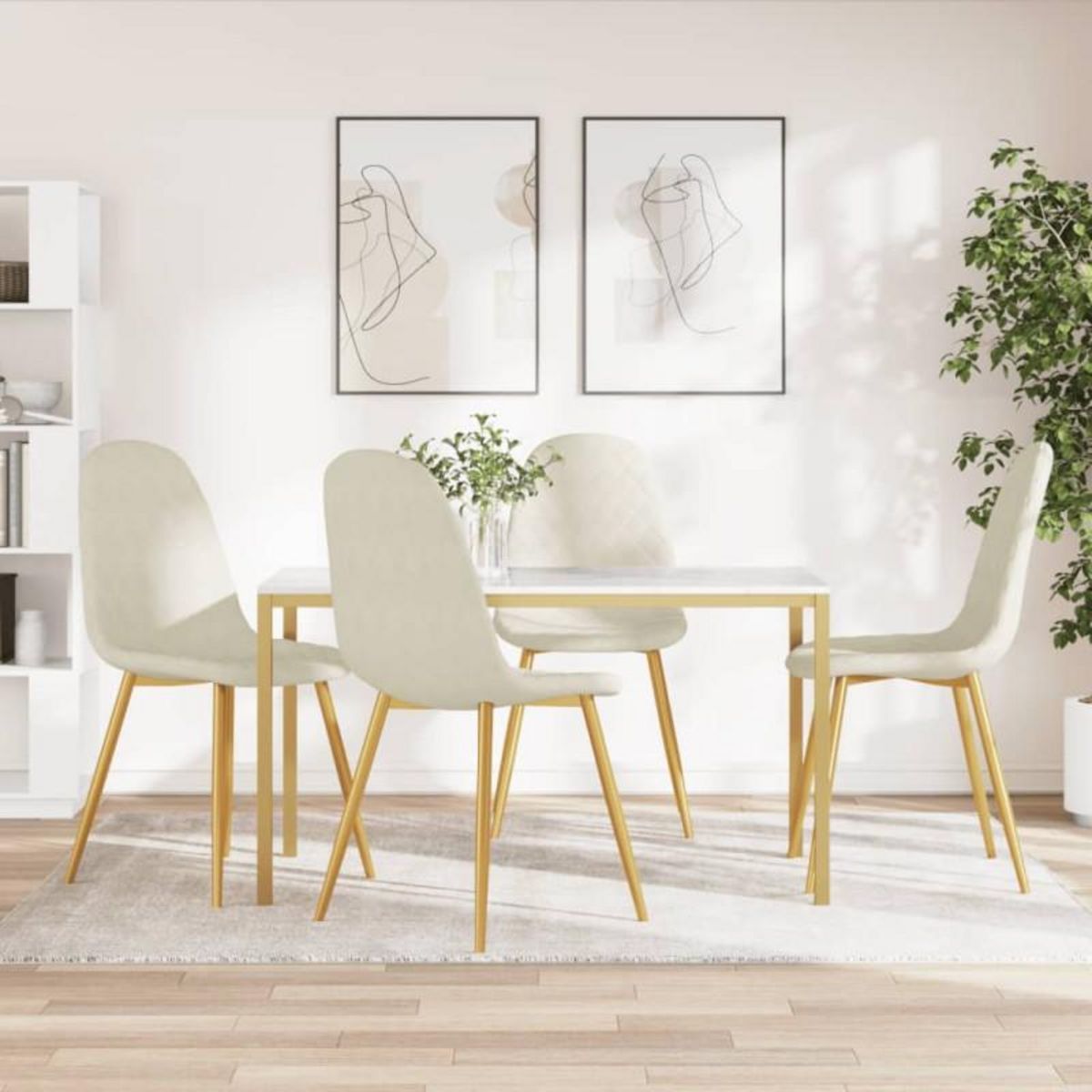 VIDAXL Chaises à manger lot de 4 crème velours