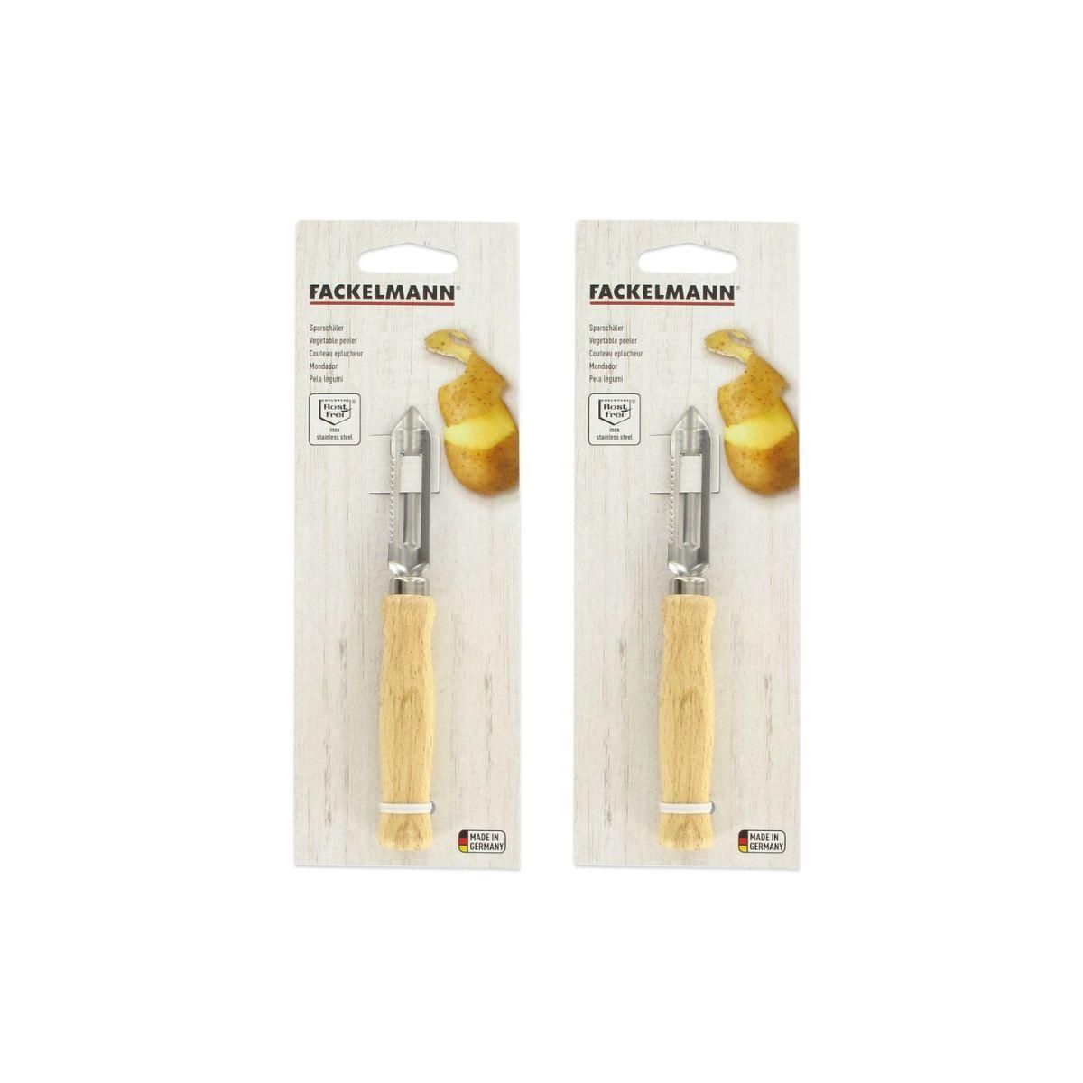 Fackelmann Lot de 2 éplucheurs à asperges manche en bois 15 cm Fackelmann