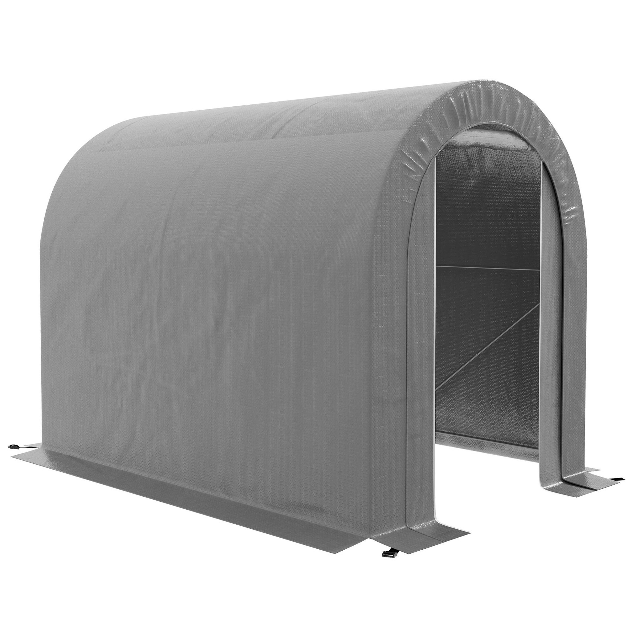 OUTSUNNY Abri de jardin rangement extérieur dim. 239L x 159l x 190H cm - porte zippée - acier galvanisé PE gris