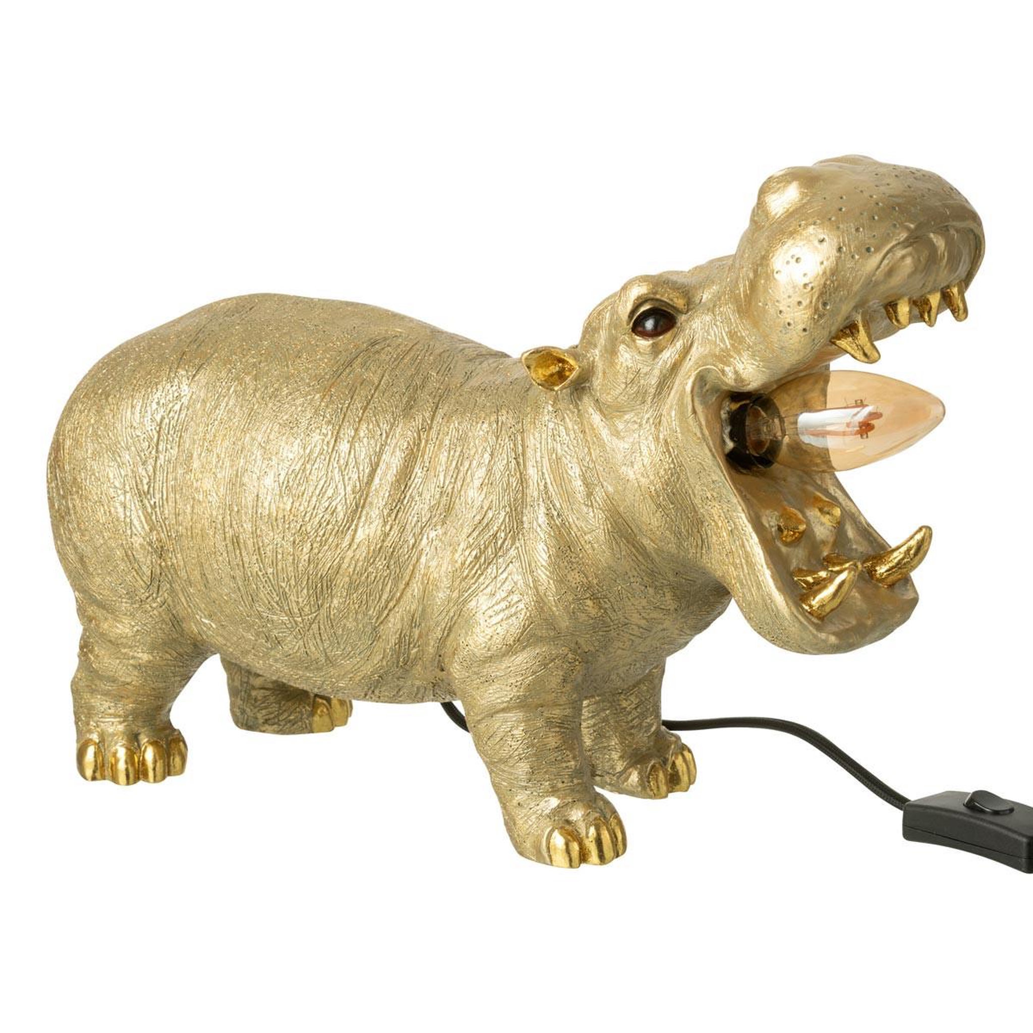 J-LINE Lampe à poser en résine  hippopotame  37cm doré