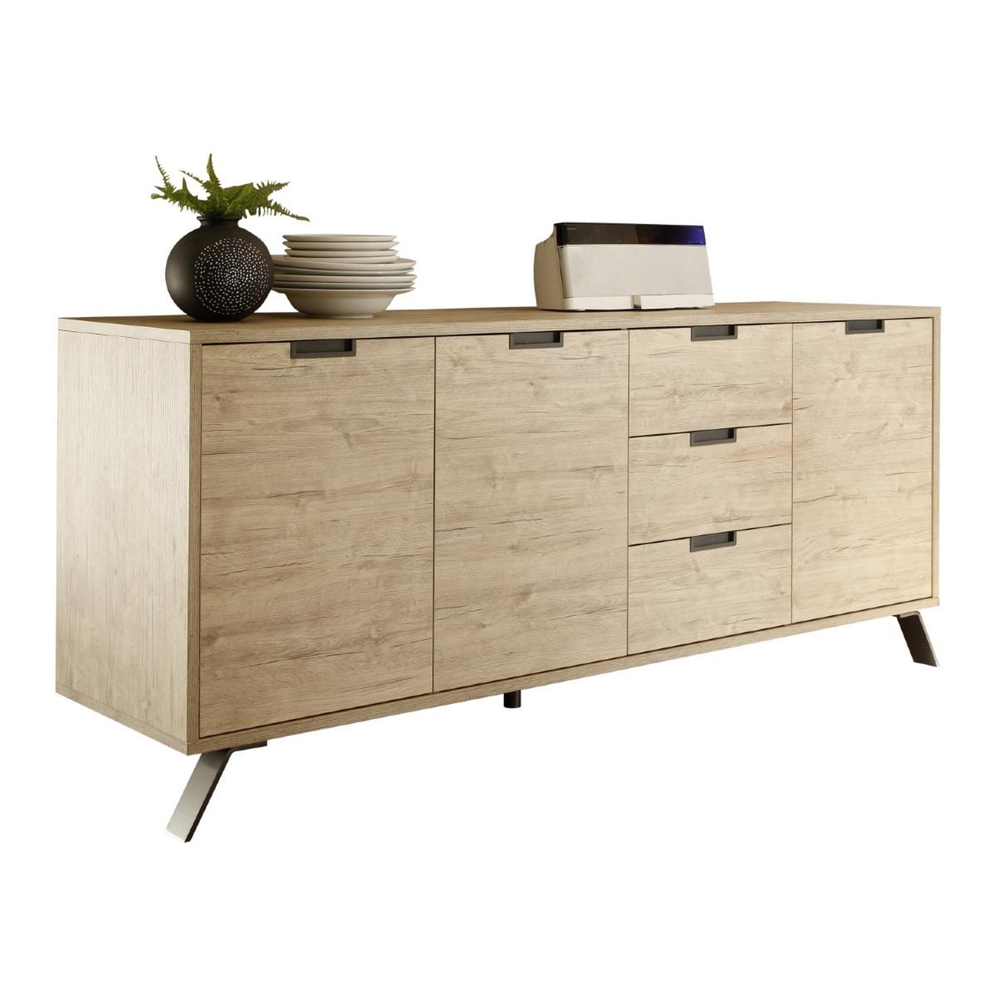 Voir la diapositive 4 : JLC KREATION Buffet moderne en bois 3 portes-3 tiroirs 210cm DIANA