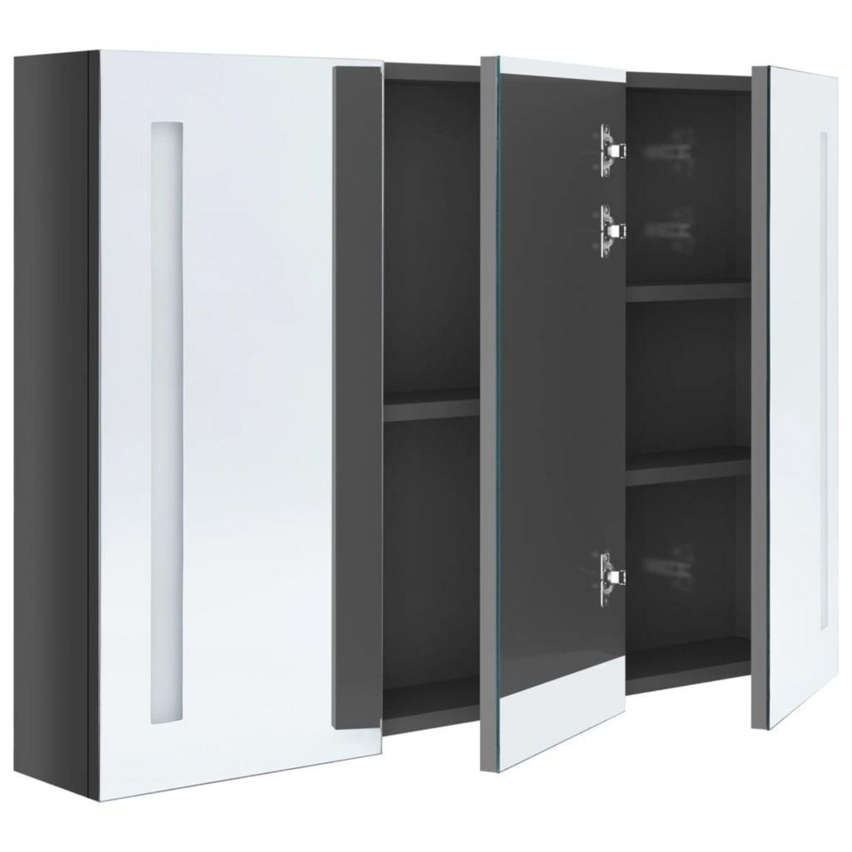 VIDAXL Armoire de salle de bain a miroir LED 89x14x62 cm Gris brillant