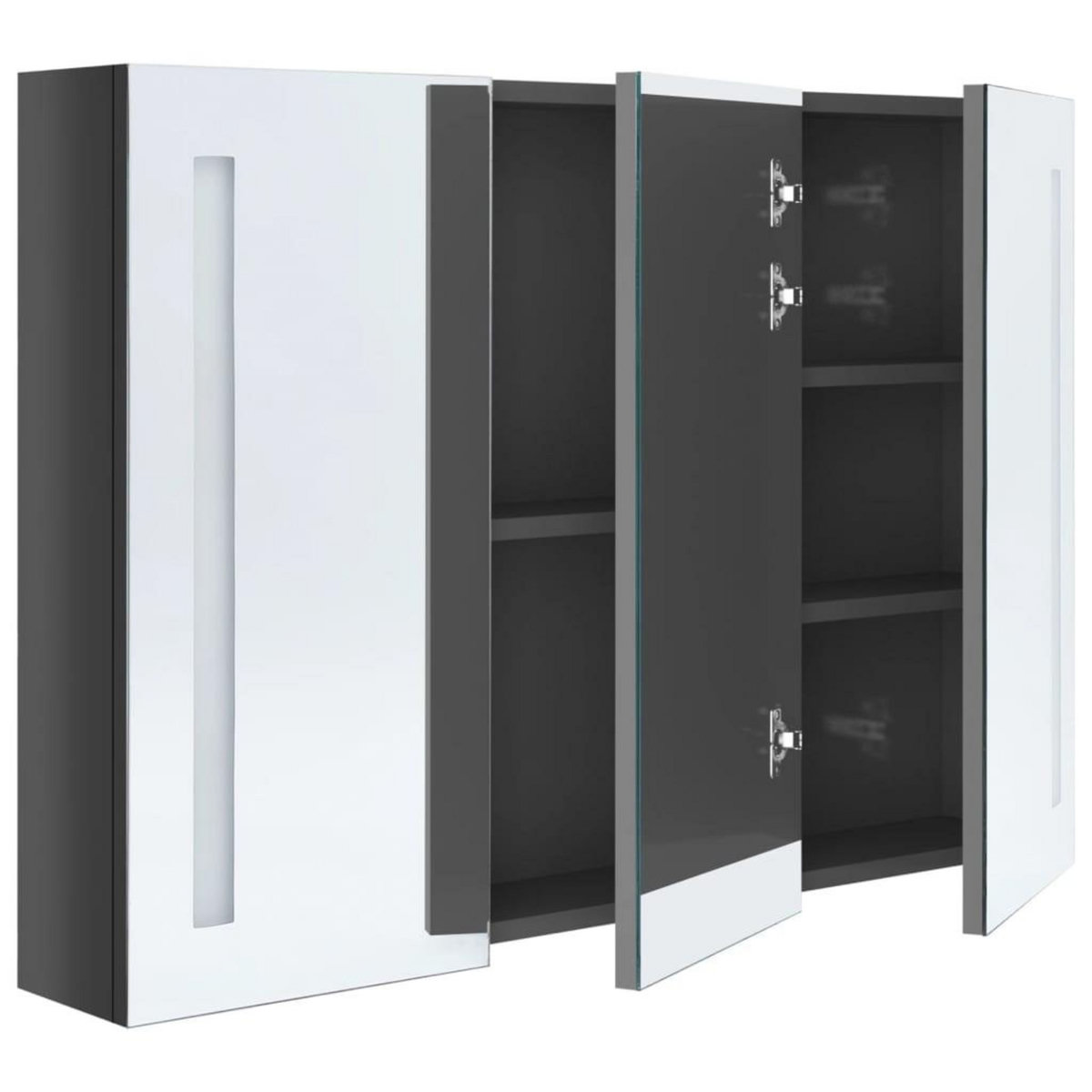 VIDAXL Armoire de salle de bain a miroir LED 89x14x62 cm Gris brillant