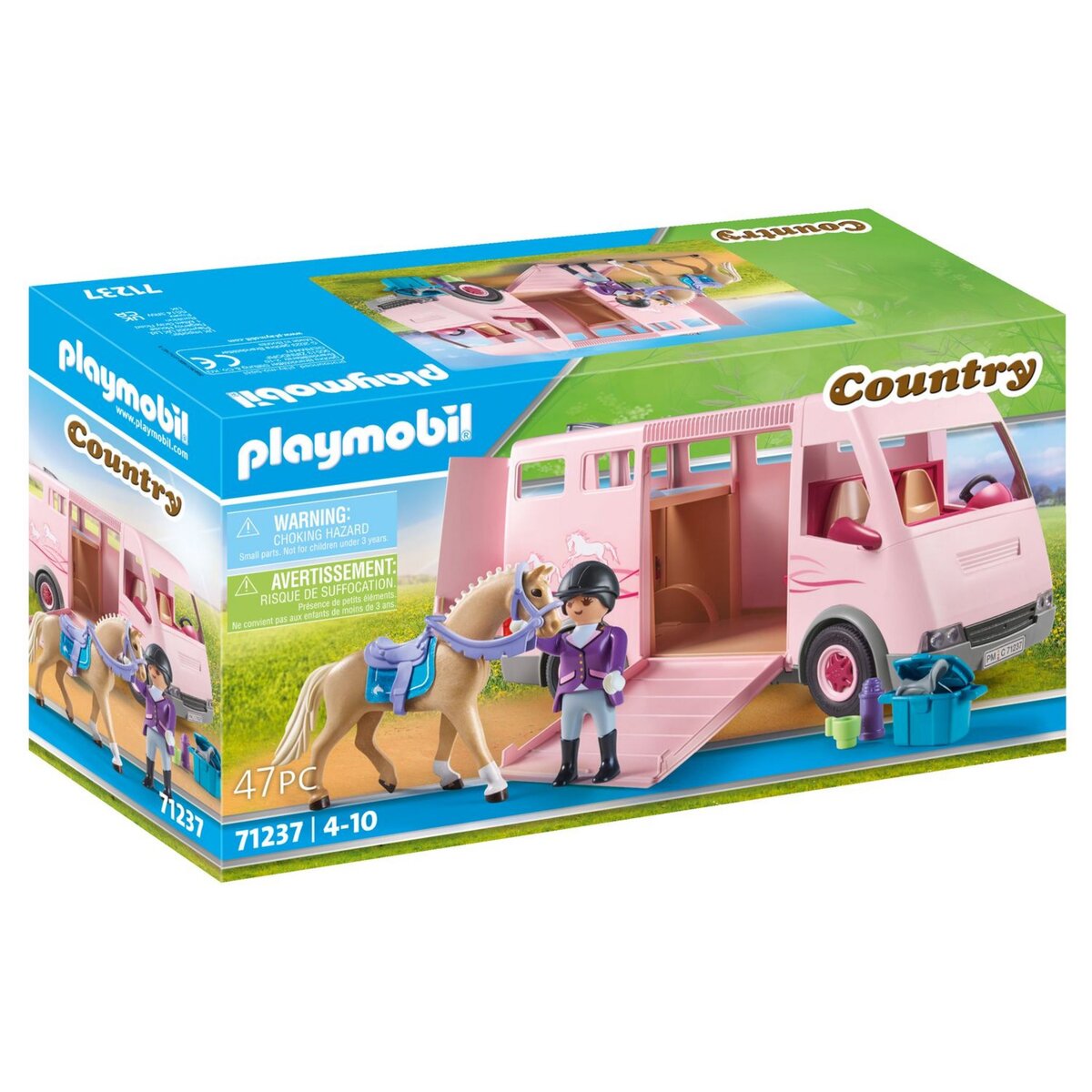 PLAYMOBIL 71237 Van avec chevaux pas cher Auchan