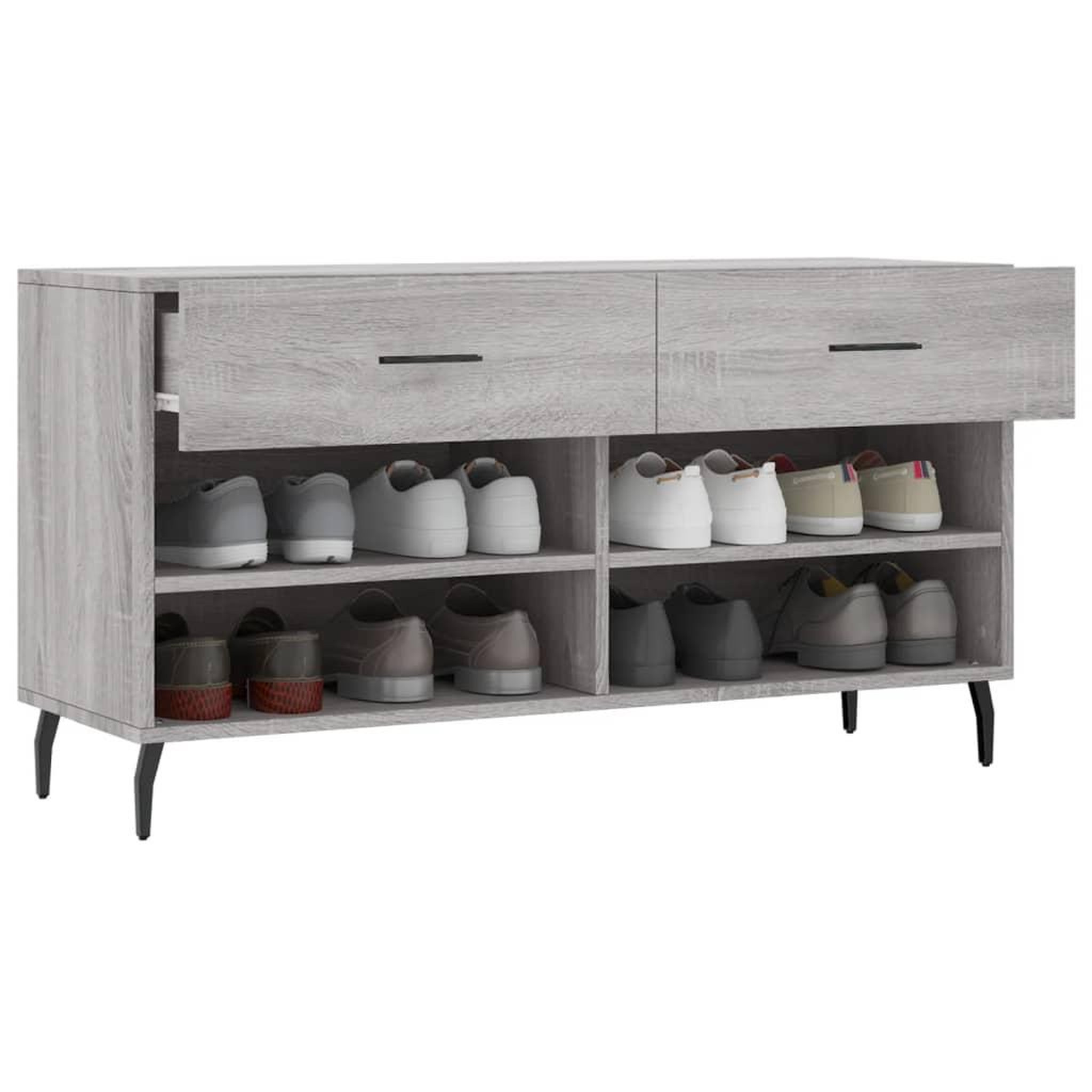 Voir la diapositive 4 : VIDAXL Banc a chaussures sonoma gris 102x35x55 cm bois d'ingenierie