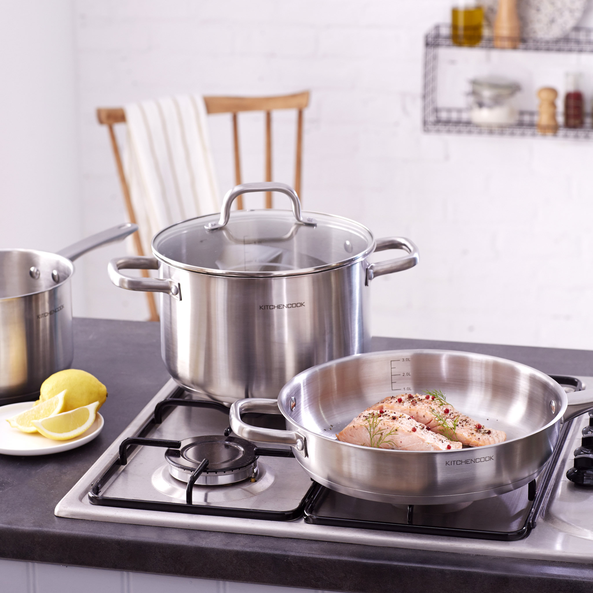 Voir la diapositive 7 : KITCHEN COOK Poêle acier inoxydable 28 cm induction PROFESSIONNEL