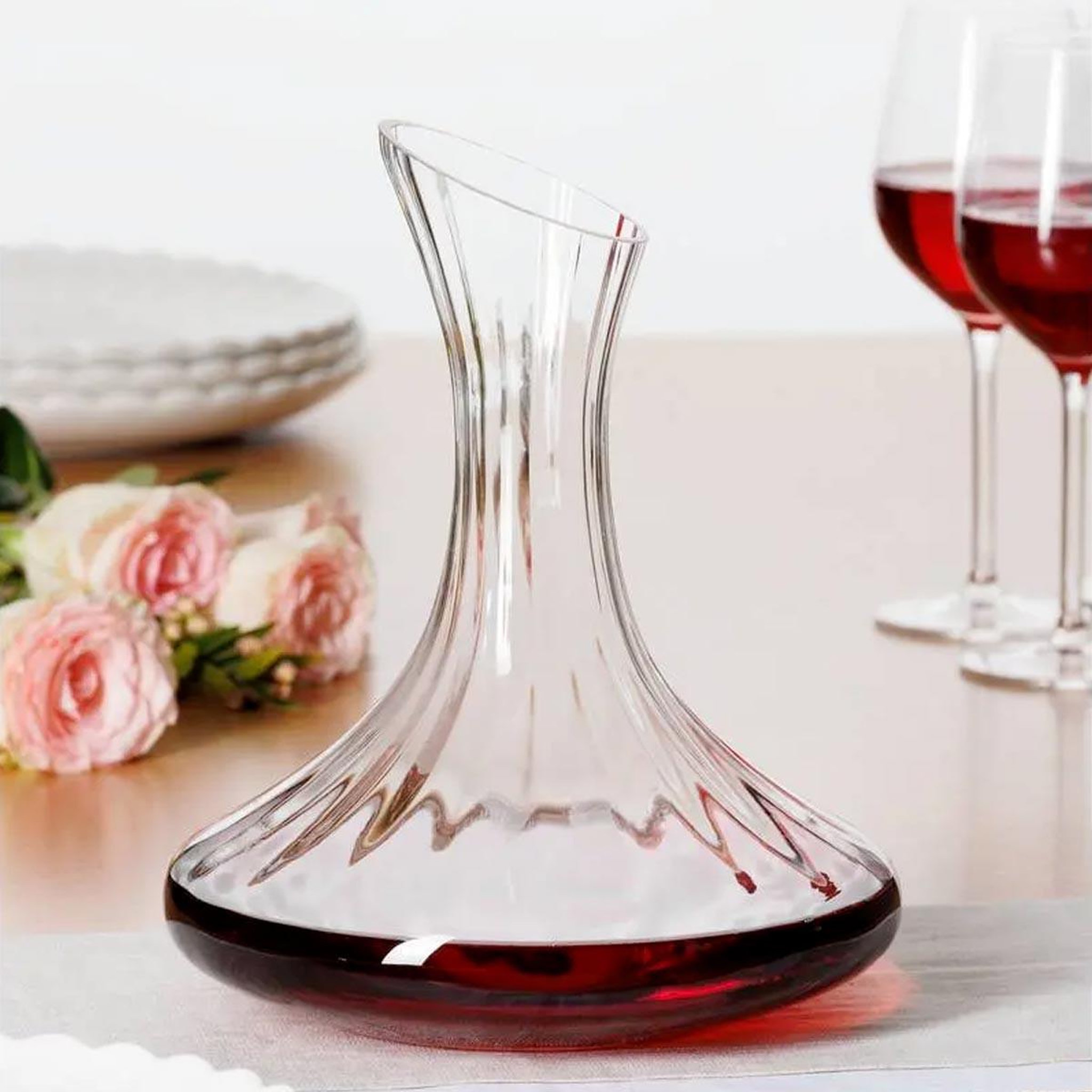 Voir la diapositive 2 : SECRET DE GOURMET Carafe à vin en verre  volta  2l transparent