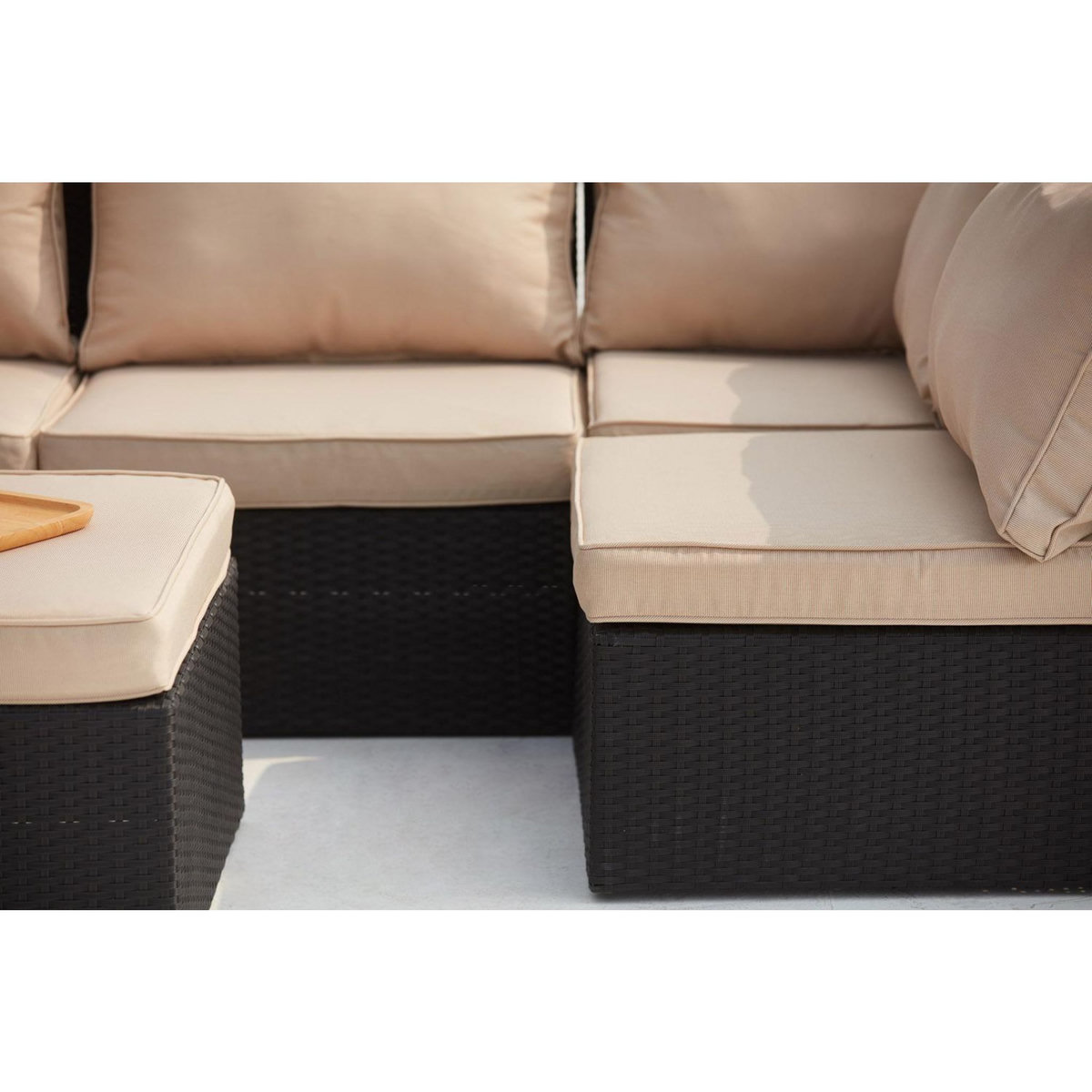 CONCEPT USINE Salon de jardin modulable 5 places en résine tressée blanc MILANO