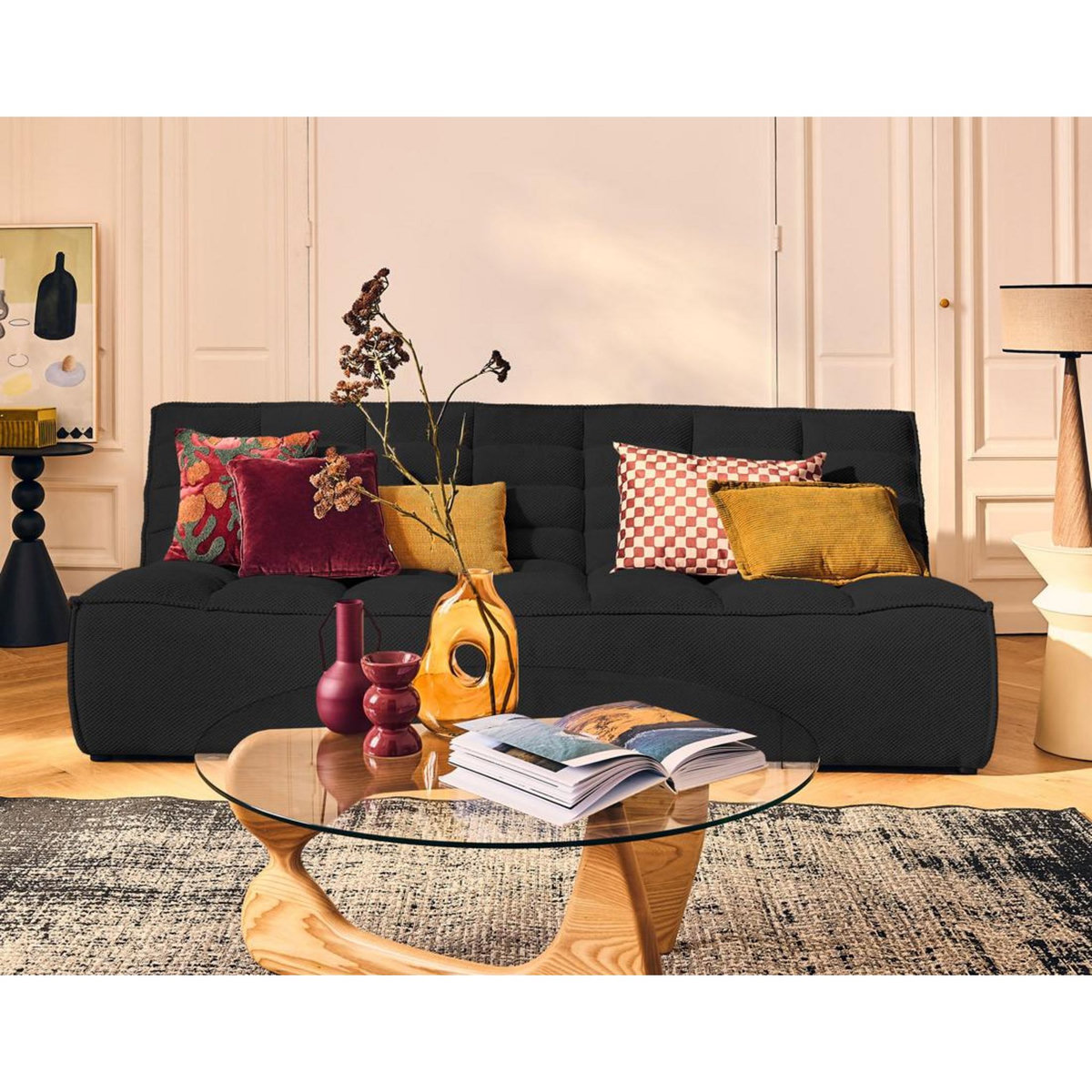 LISA DESIGN Ellie - canapé 3 places en velours texturé