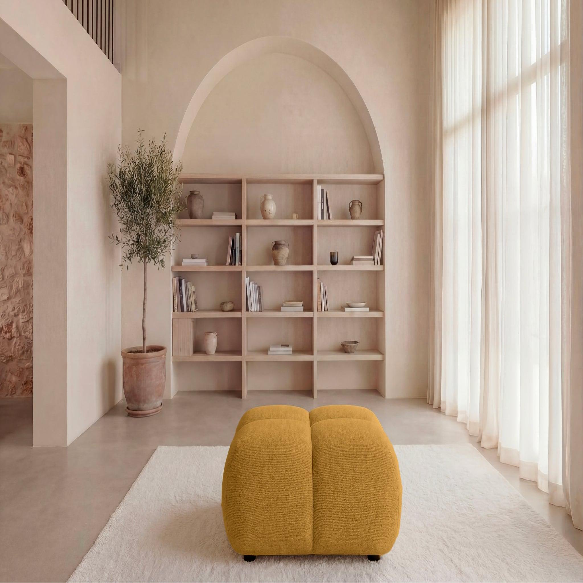 Voir la diapositive 3 : CASANOVA PARIS Constance - pouf en tissu chenille 72x72x43.5