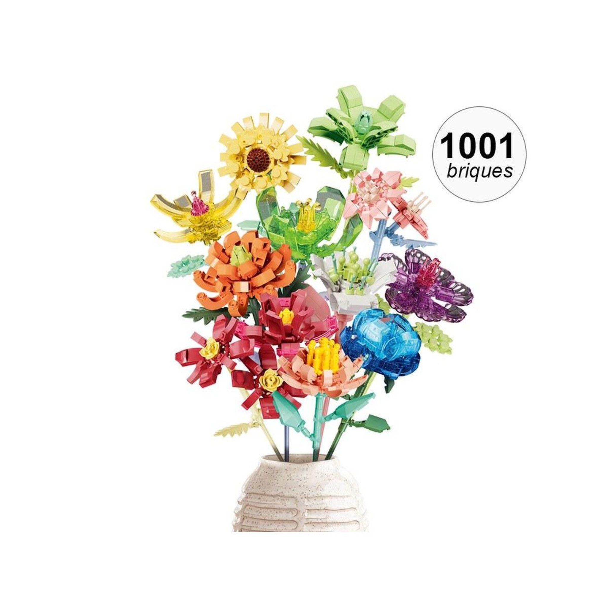 1001JOUETS Jeu de Construction 12 en 1 - Bouquet de Fleurs Colorées - 1001 Briques