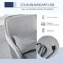 Voir la diapositive 4 : HOMCOM Chaise de bureau velours fauteuil bureau massant coussin lombaire intégré hauteur réglable pivotante 360° gris clair