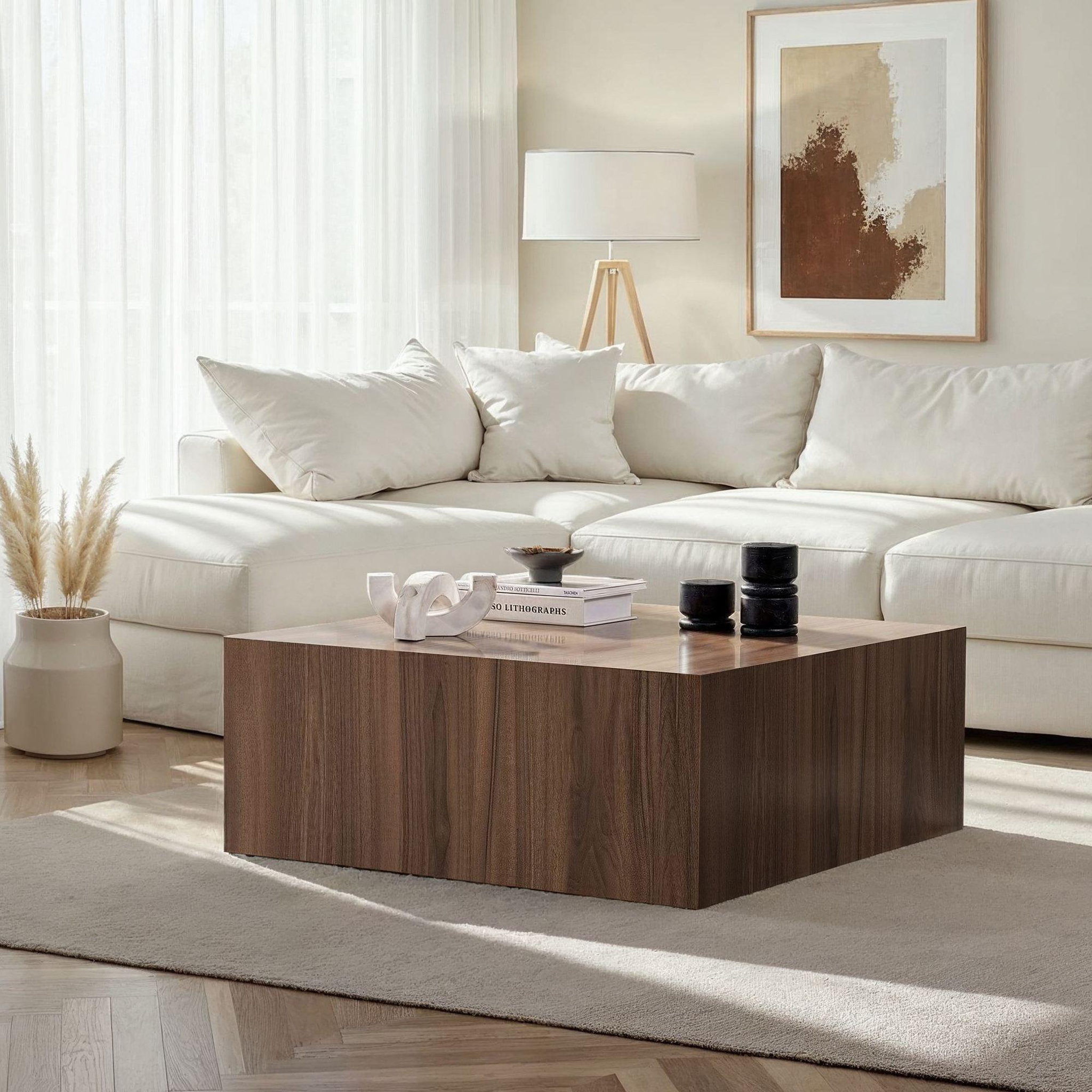 Voir la diapositive 2 : Habitat et Jardin Table Basse en MDF  Prizma  - 90 x 90 x 35 cm - Noyer