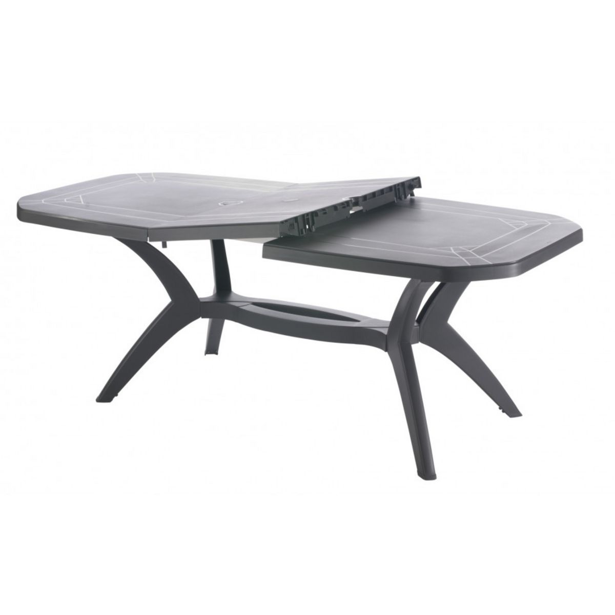 GROSFILLEX Table de jardin extensible 165/220x100cm résine gris anthracite IBIZA