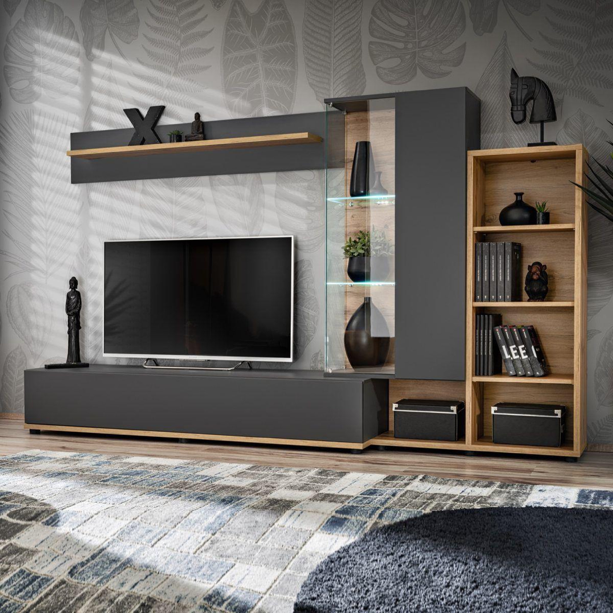 Voir la diapositive 1 : Paris Prix Ensemble meuble tv design  silk ii  240cm gris & naturel