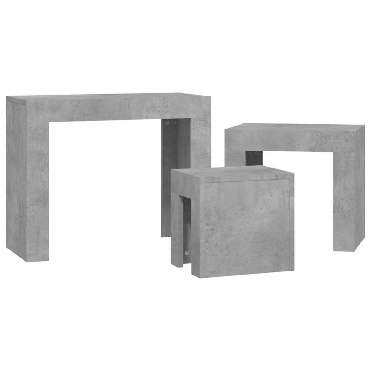 VIDAXL Tables basses gigognes 3 pcs Gris beton Bois d'ingenierie