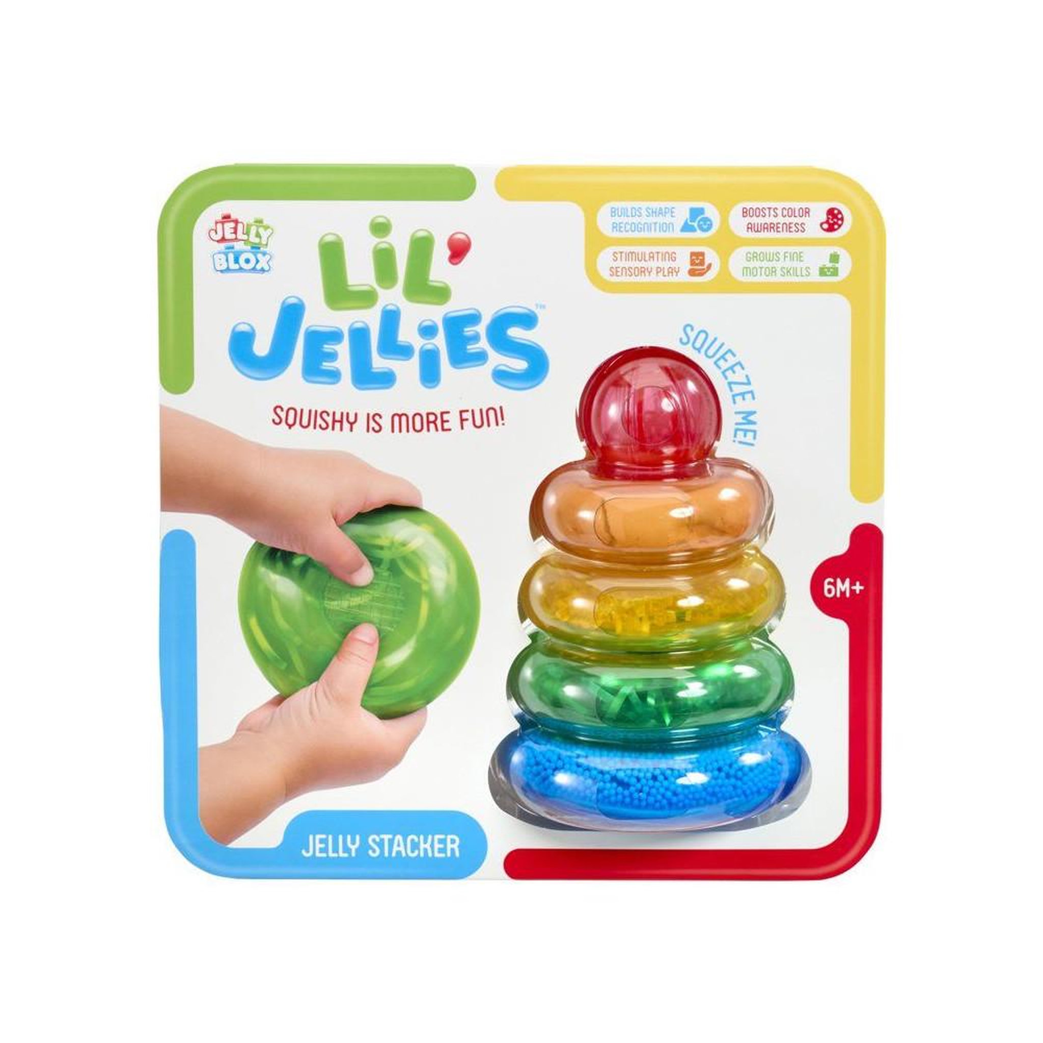 Voir la diapositive 2 : GOLIATH Jeu sensoriel Jelly Stacker Lil' Jellies 4 blocs empilables souples multicolores, dès 6 mois
