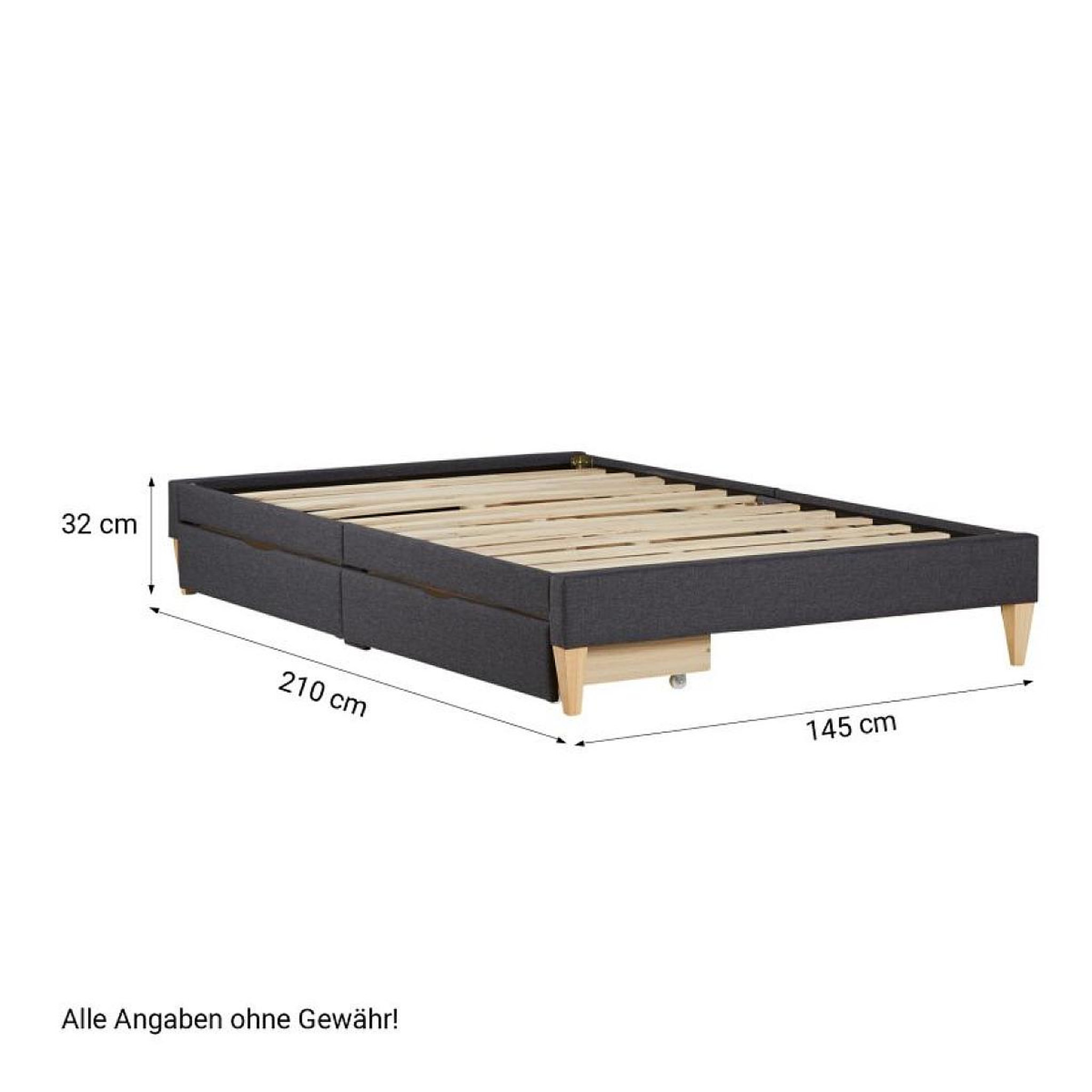 Voir la diapositive 2 : HomeStyle4U Lit capitonné 140x200 cm avec 2 tiroirs à lattes