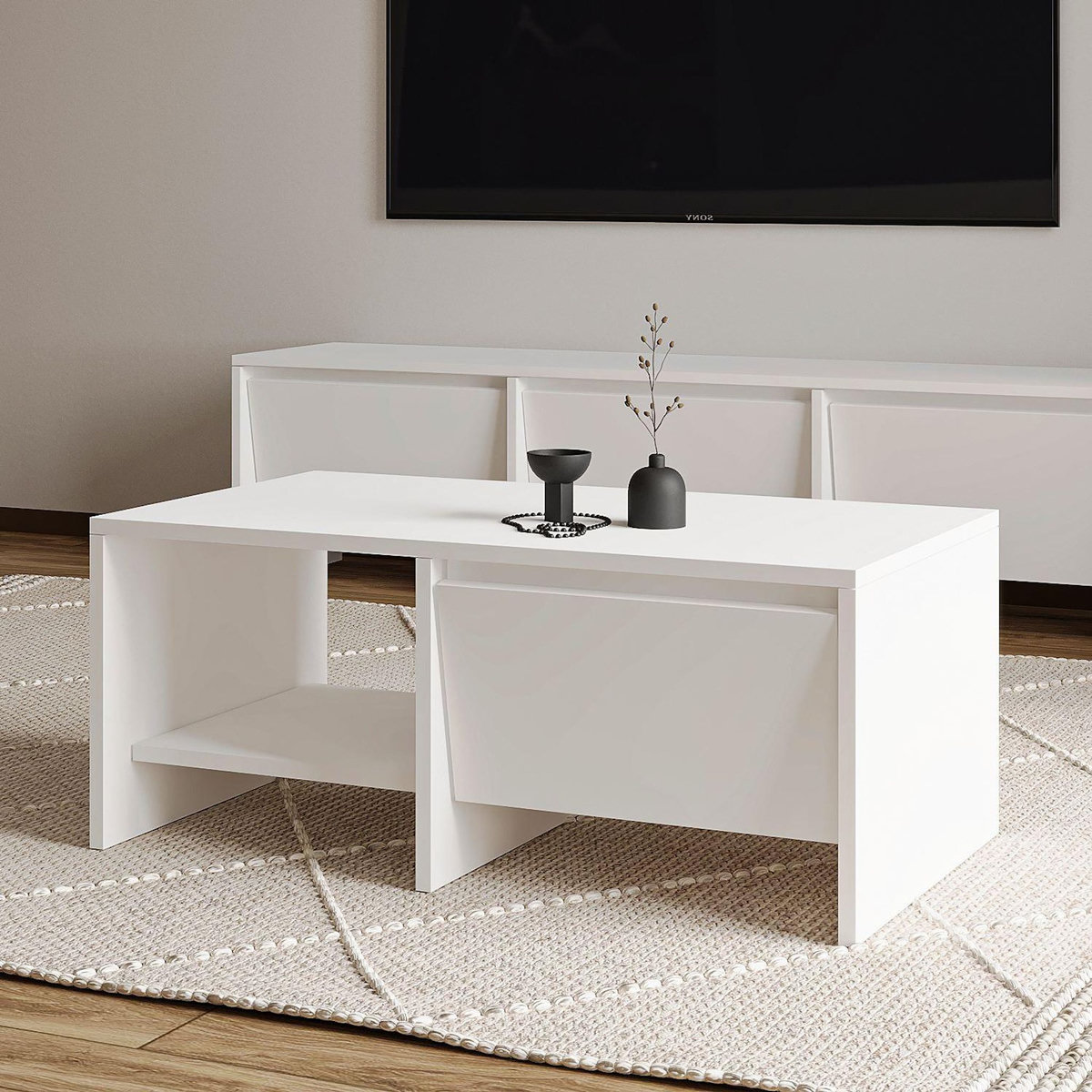 Habitat et Jardin Table basse en bois  Laris  - 90 x 45 x 35 cm - Blanc