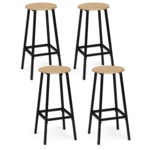 ID MARKET Lot de 4 tabourets de bar DETROIT assise ronde design industriel