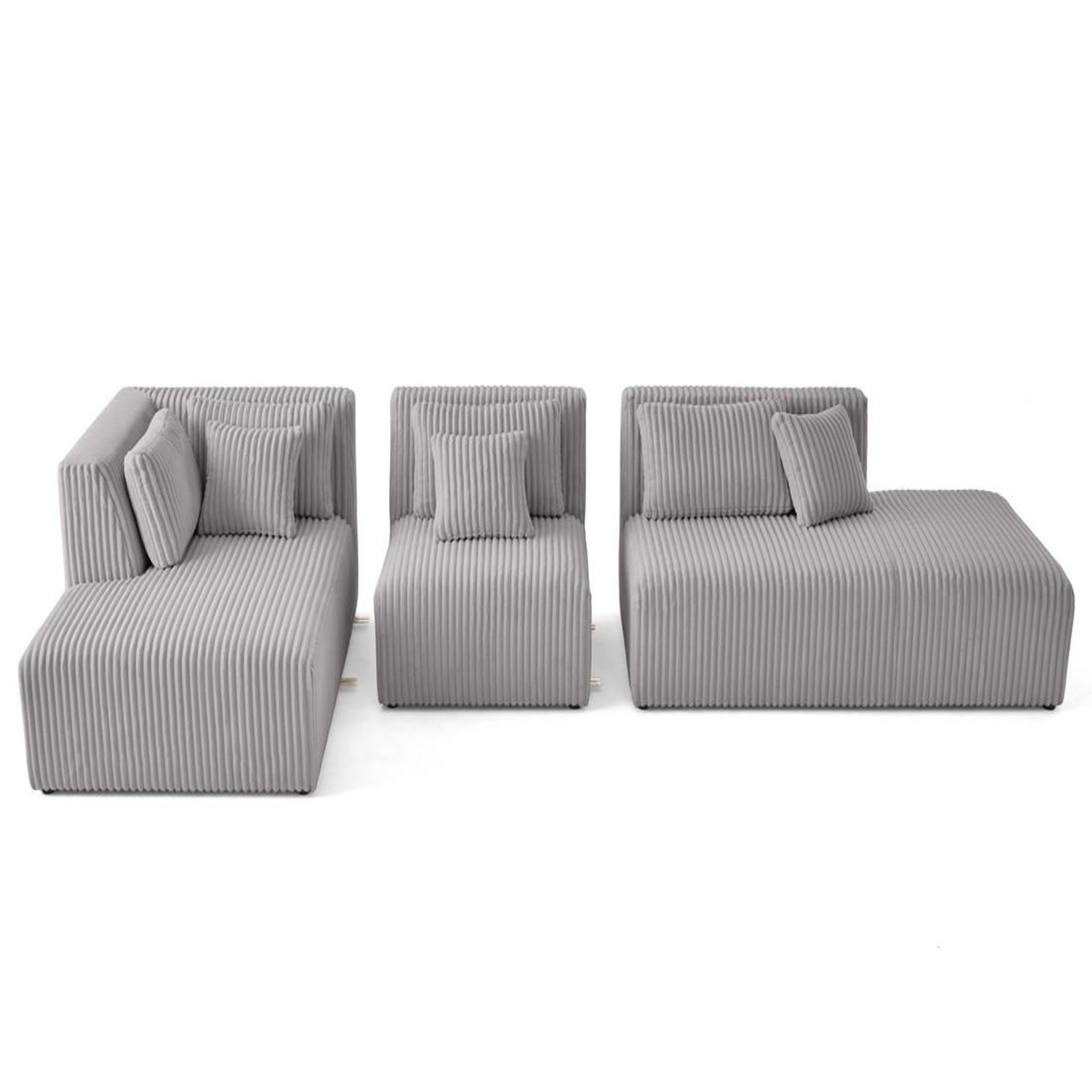 Voir la diapositive 5 : LISA DESIGN Victoire - canapé modulable d'angle gauche 5 places en velours côtelé grosses côtes