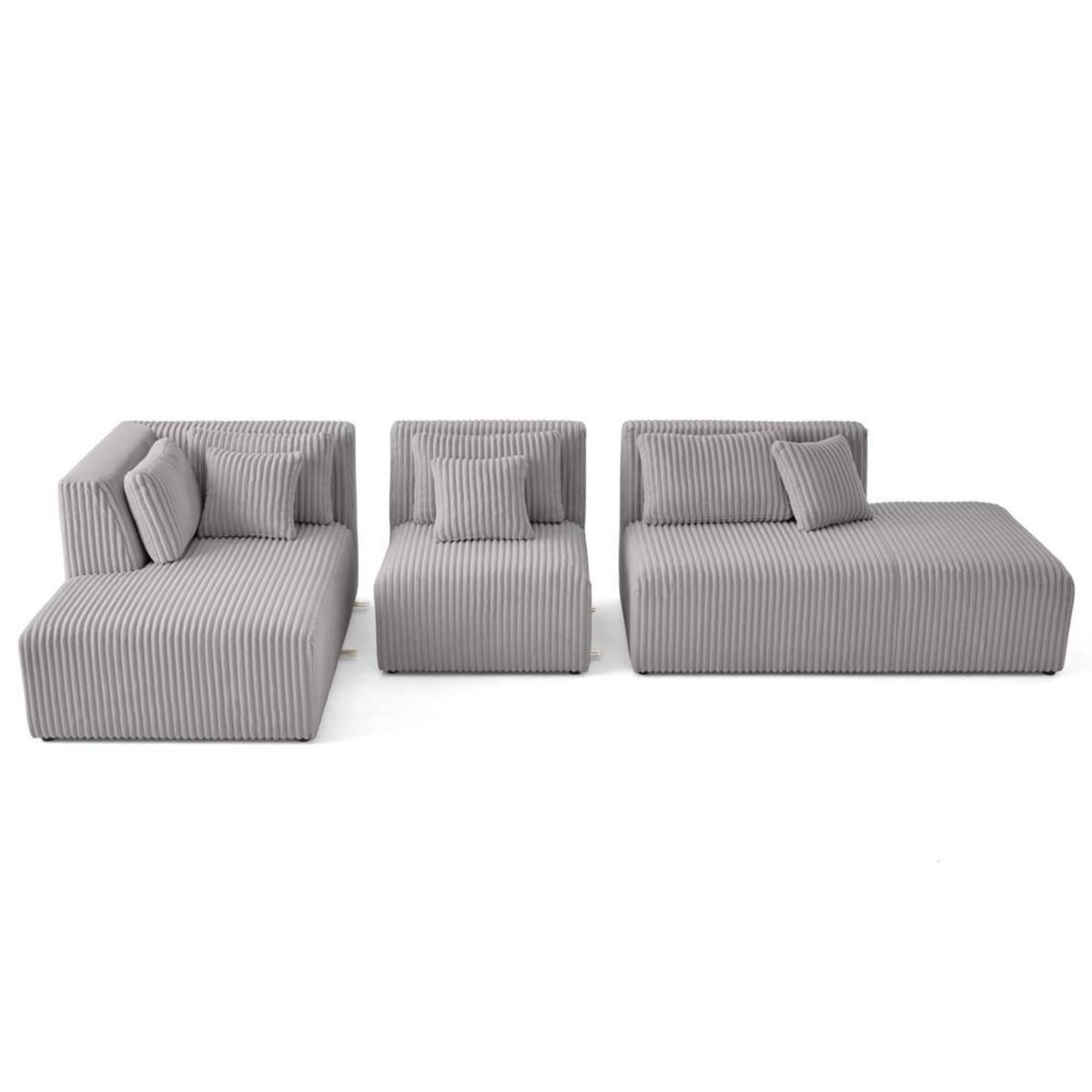 LISA DESIGN Victoire - canapé modulable d'angle gauche 5 places en velours côtelé grosses côtes