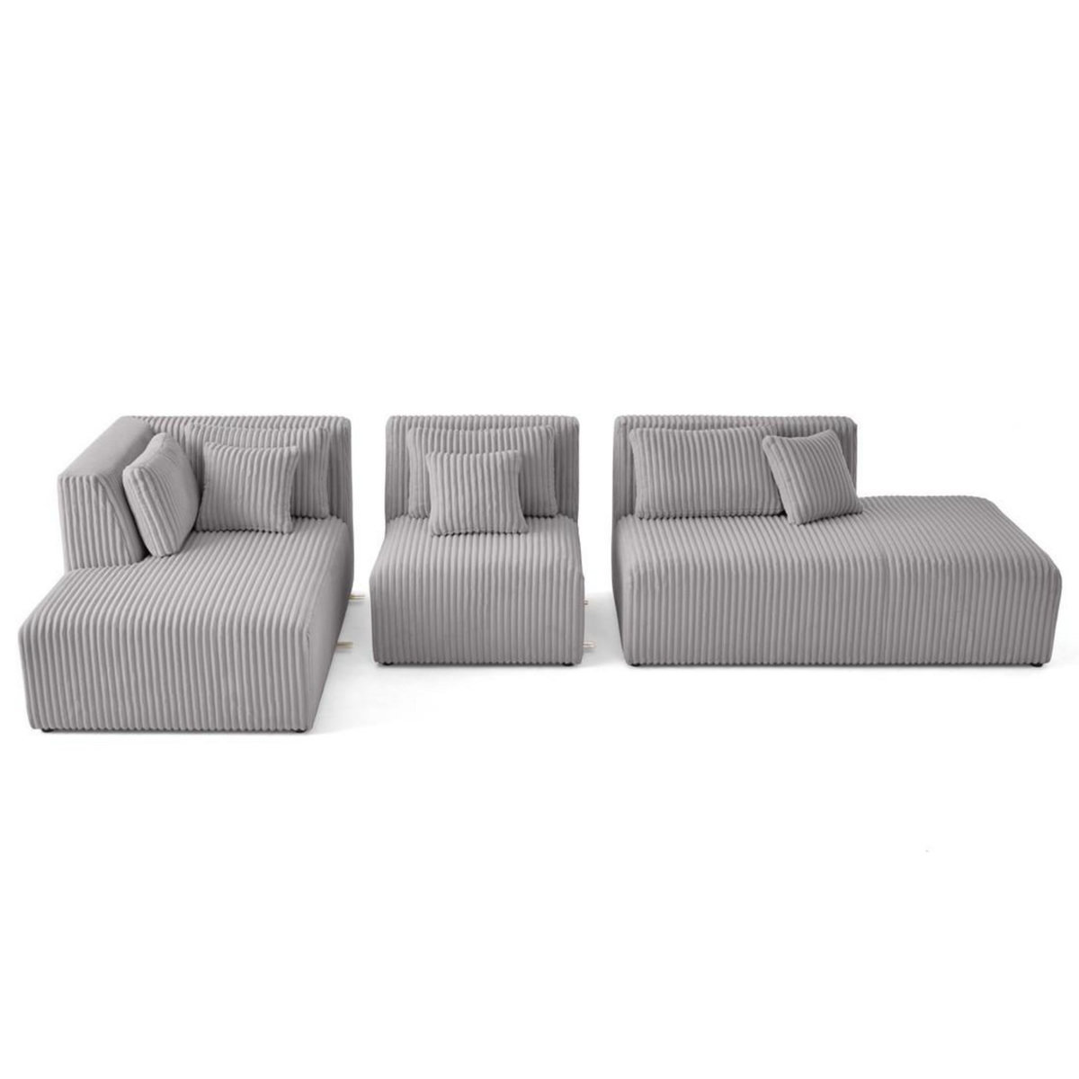 LISA DESIGN Victoire - canapé modulable d'angle gauche 5 places en velours côtelé grosses côtes