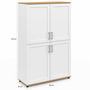 Voir la diapositive 5 : ID MARKET Buffet haut H. 125 cm VITO 4 portes blanc et bois