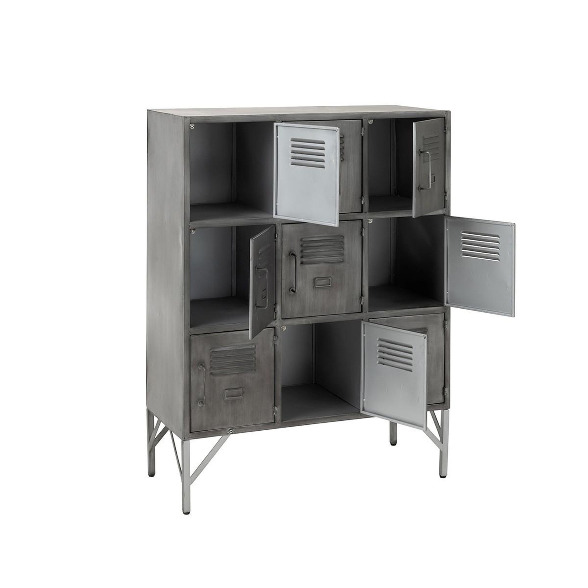 Voir la diapositive 4 : J-LINE Commode 9 portes en métal  popa  113cm argent