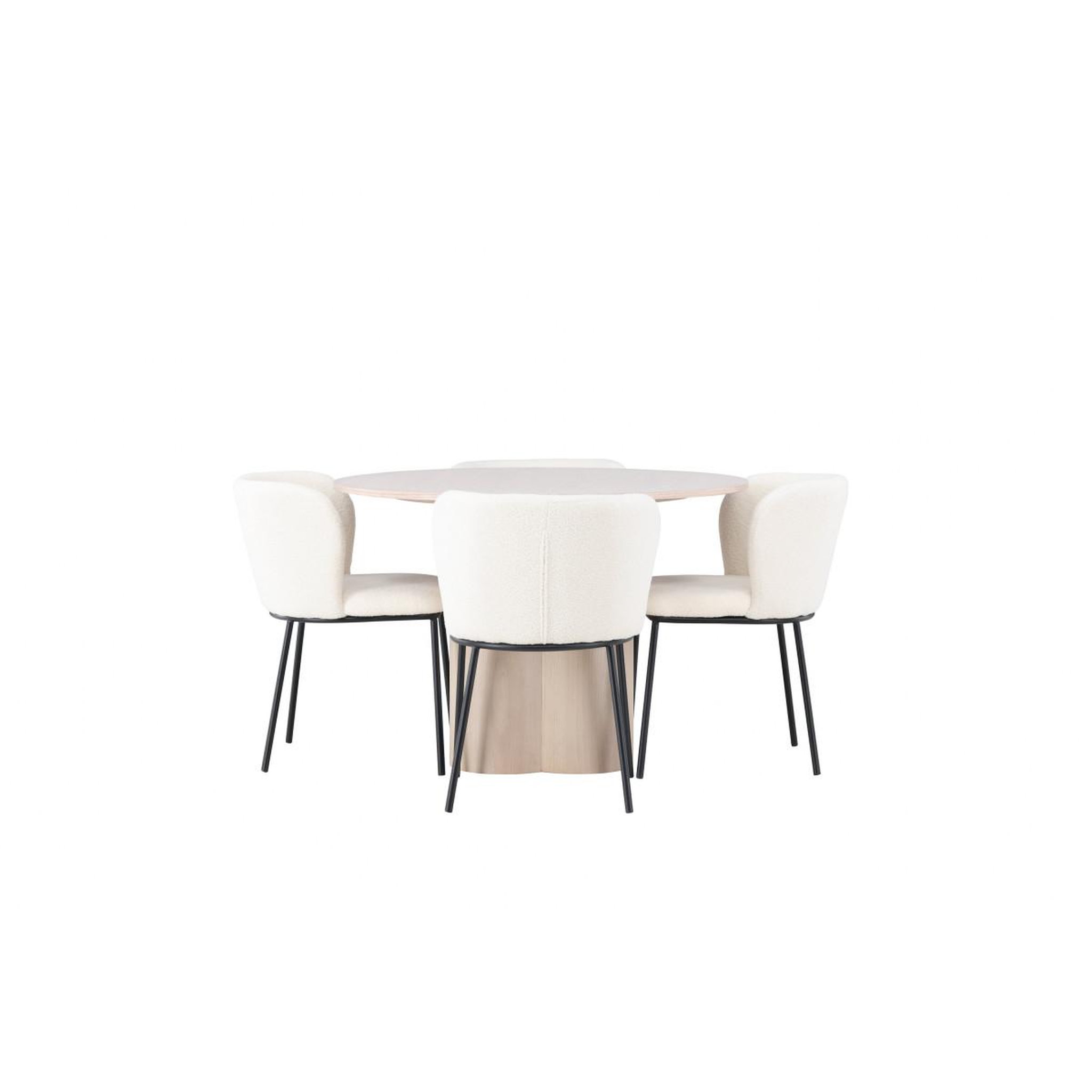 Voir la diapositive 2 : Paris Prix Ensemble table à manger & 4 chaises  edina & olivia  110cm naturel & blanc