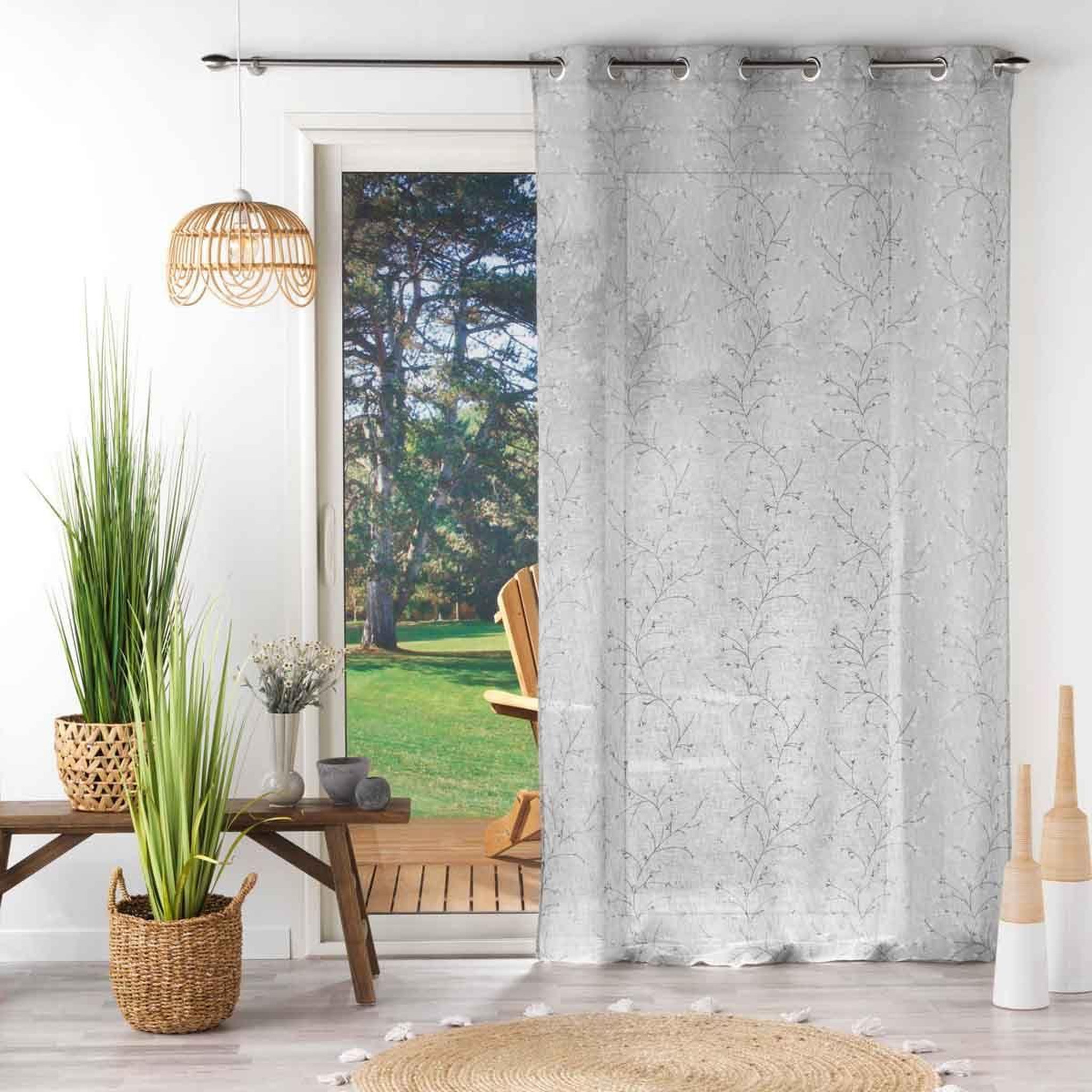 Voir la diapositive 4 : Douceur d'Intérieur Rideau voilage à œillets  salomé  140x280cm gris