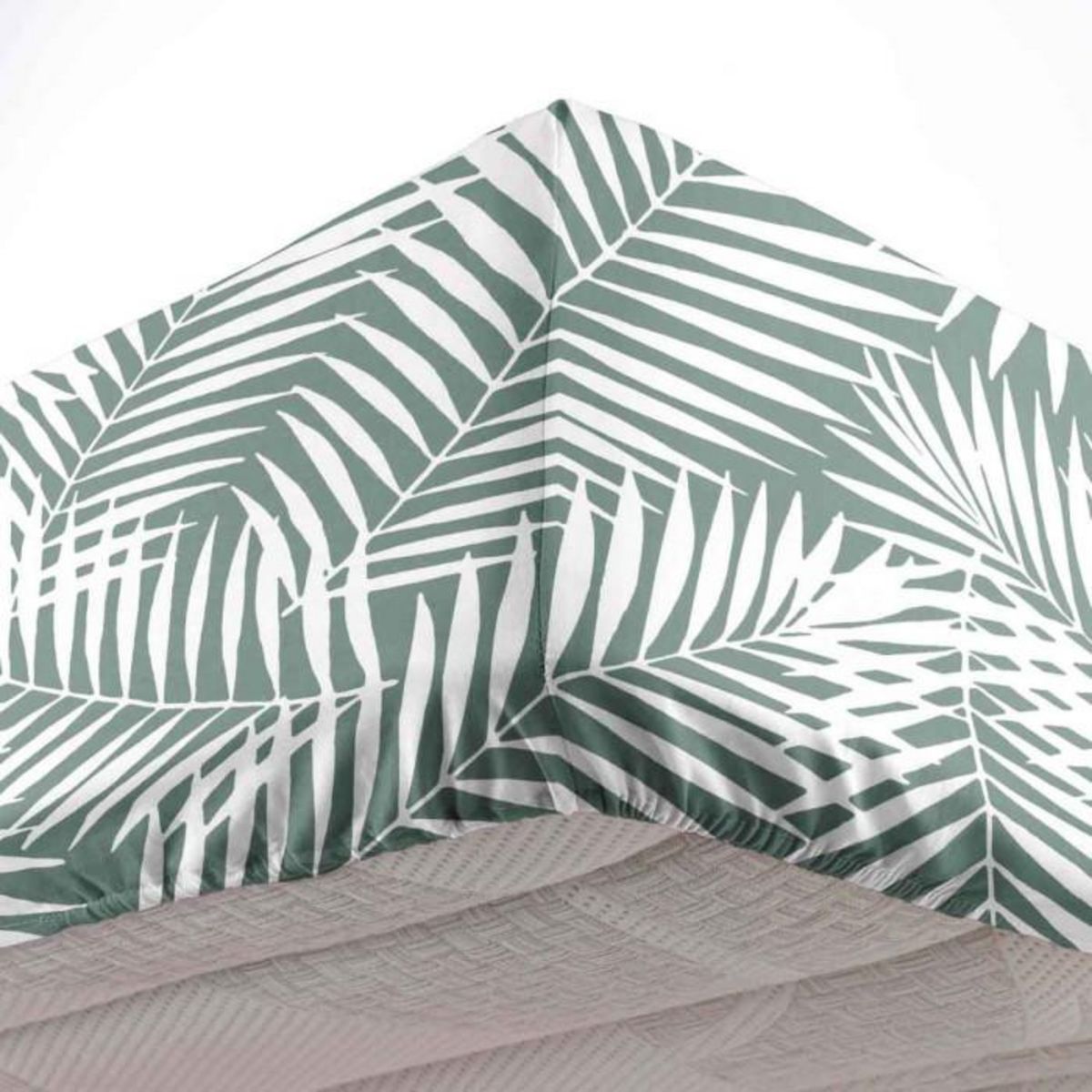 Paris Prix Drap Housse en Coton  Botania  90x190cm Sauge