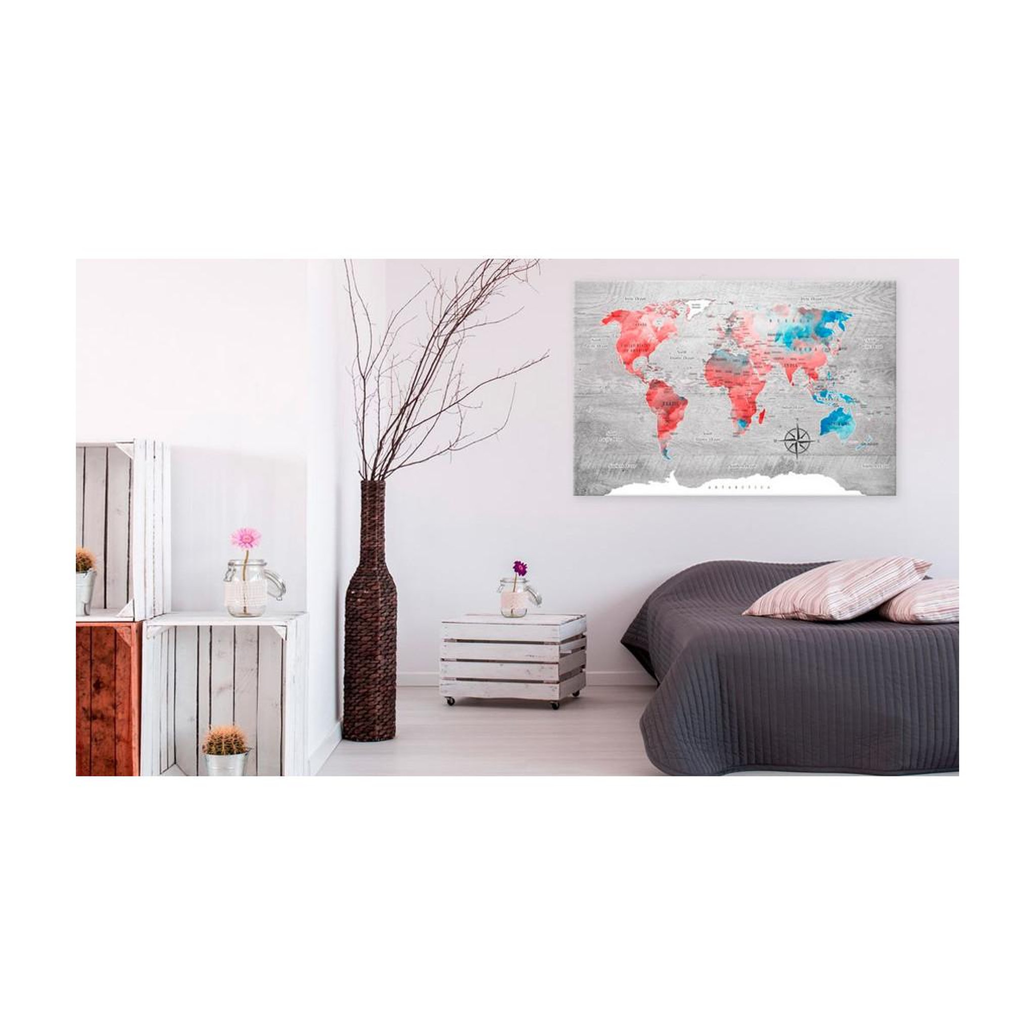 Voir la diapositive 2 : Paris Prix Tableau en liège  carte du monde - red roam