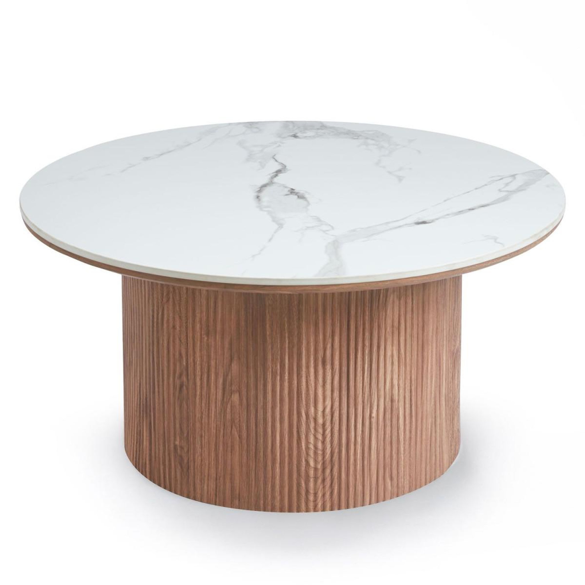 Paris Prix Table basse effet marbre  agnes  80cm blanc