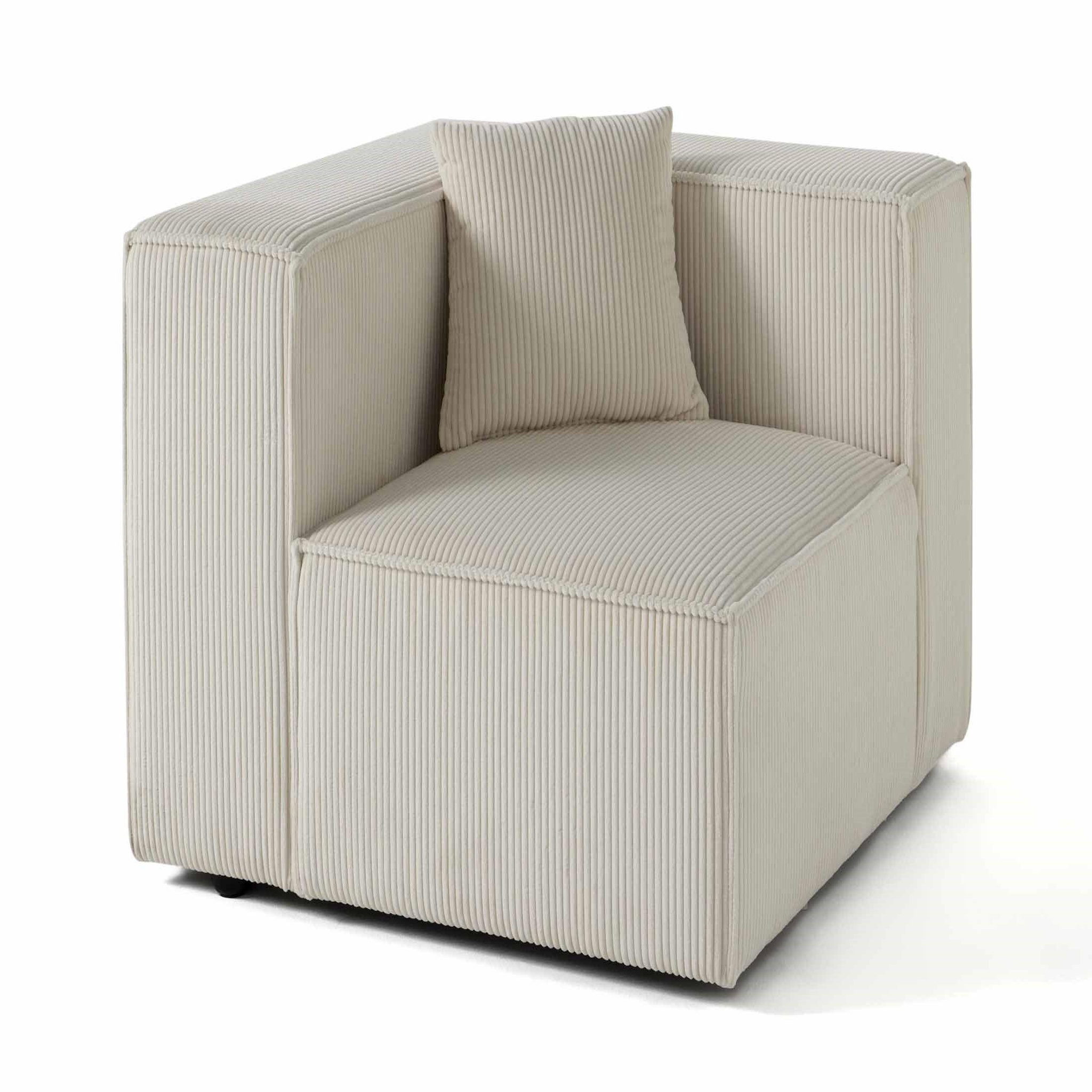 LISA DESIGN Arty - module d'assise gauche - en velours côtelé. Coloris disponibles : Vert, Beige