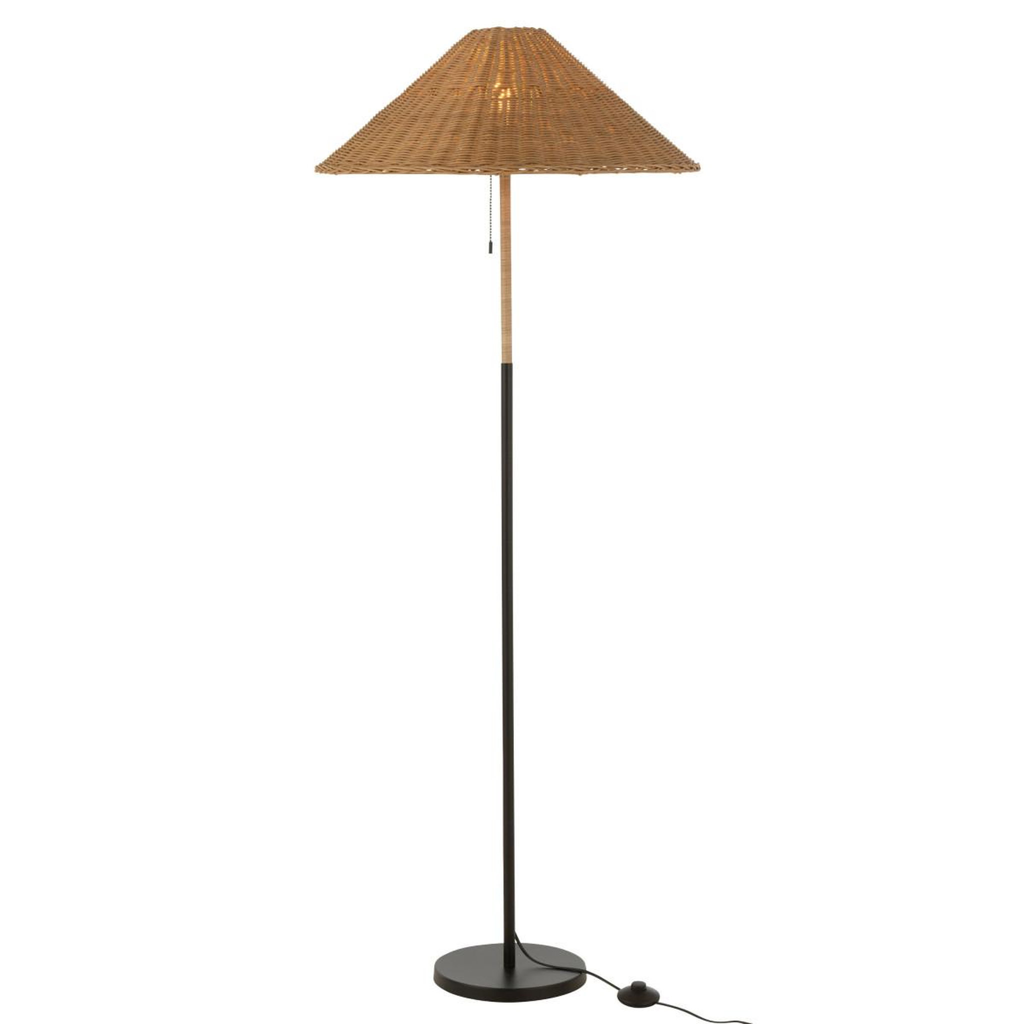 Voir la diapositive 2 : J-LINE Lampadaire en rotin  preston  154cm naturel & noir