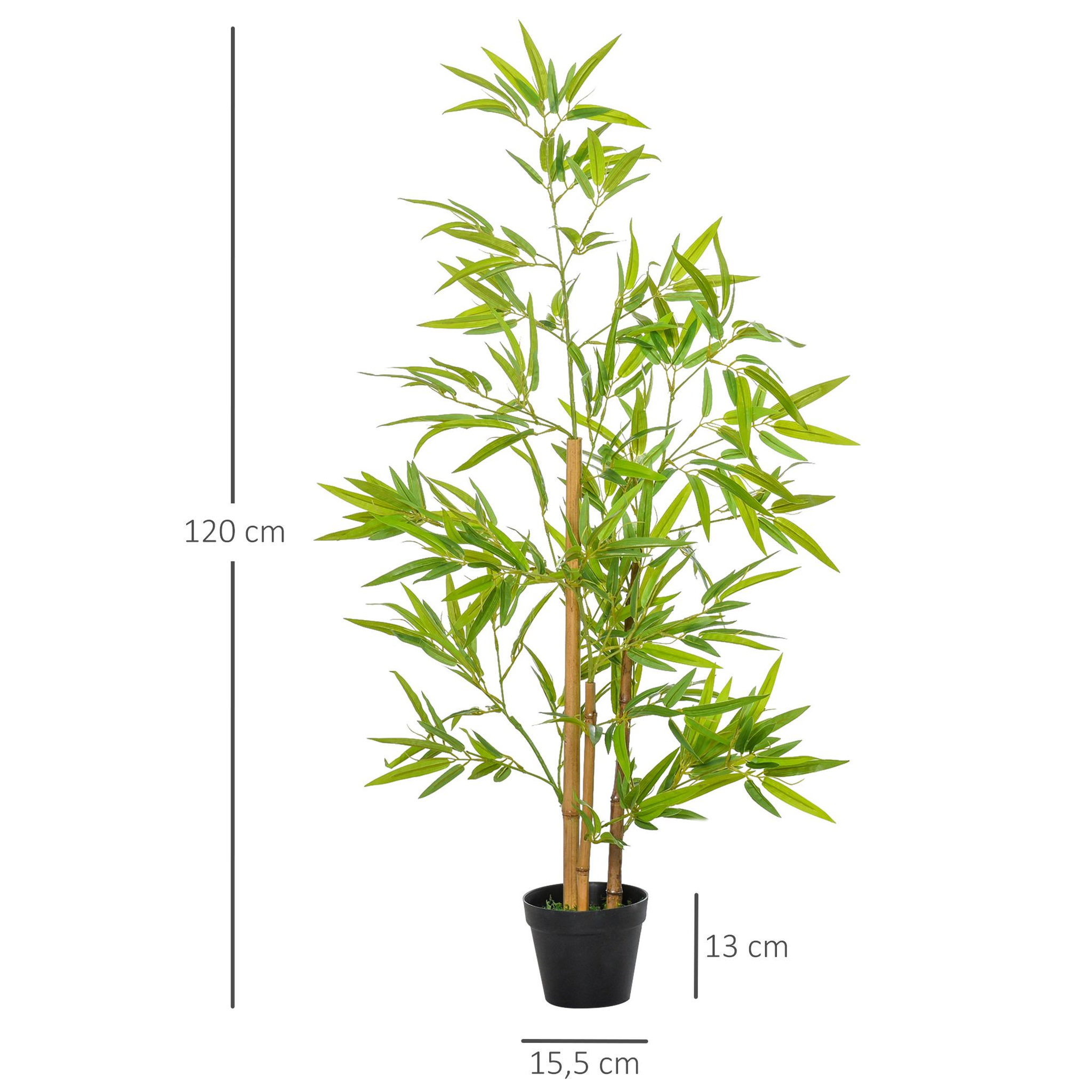 Voir la diapositive 3 : OUTSUNNY Outsunny Bambou artificiel hauteur 1,2 m 369 feuilles denses réalistes pot inclus noir avec lichen vert