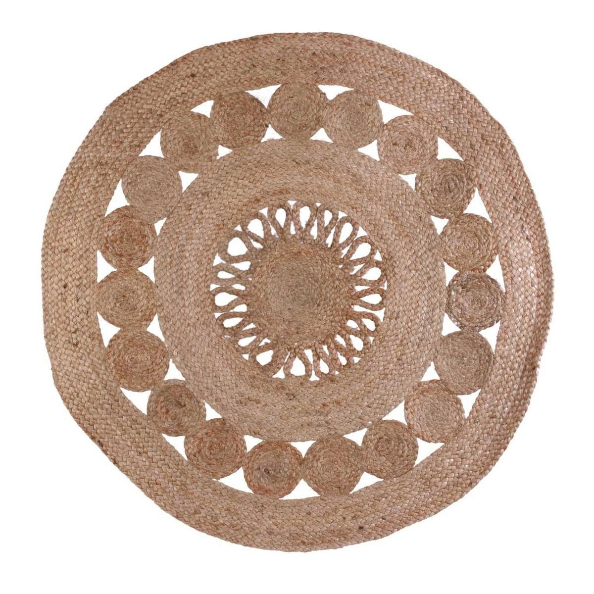 Tapis déco rond en jute ajouré 90 cm