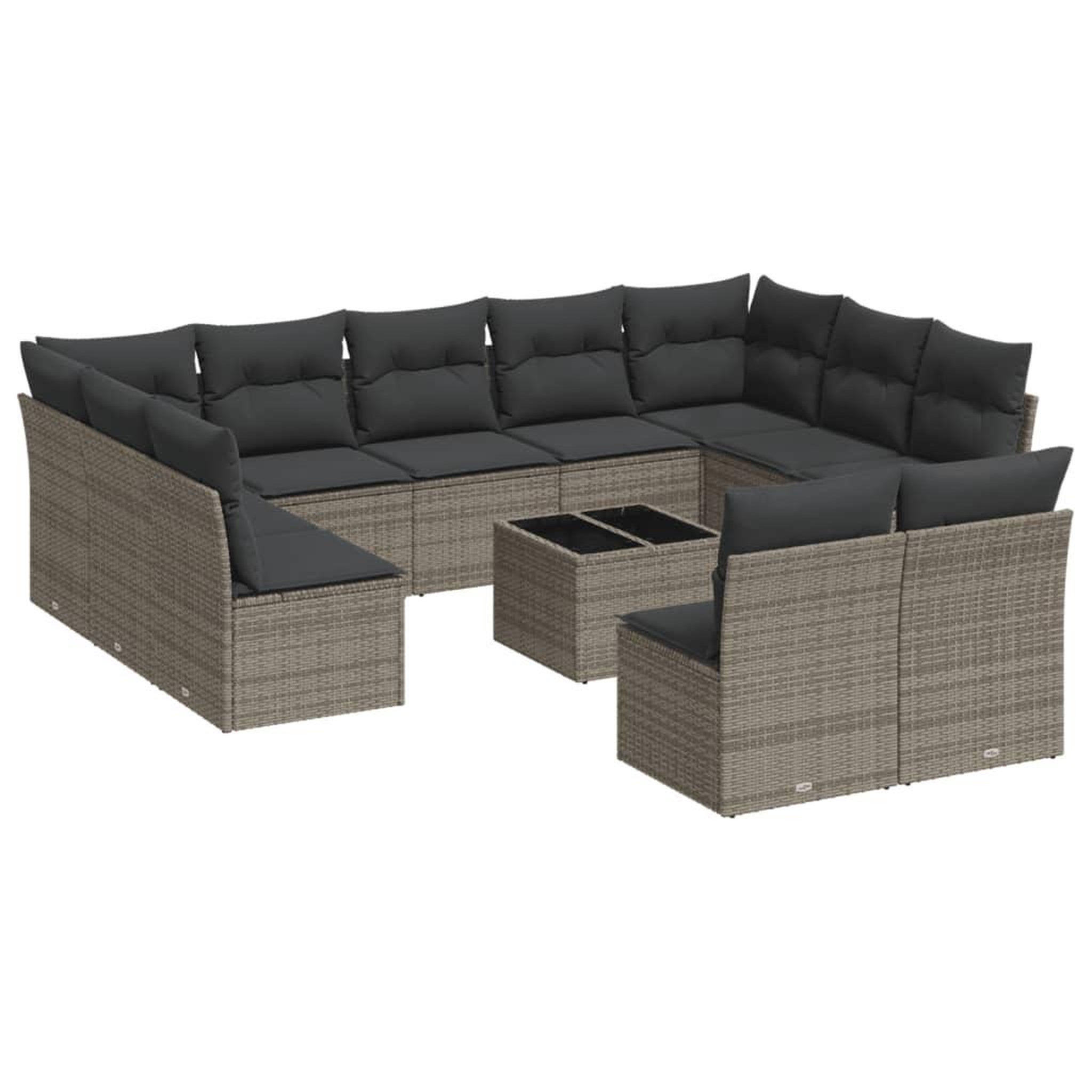 Voir la diapositive 2 : VIDAXL Salon de jardin avec coussins 12 pcs gris resine tressee