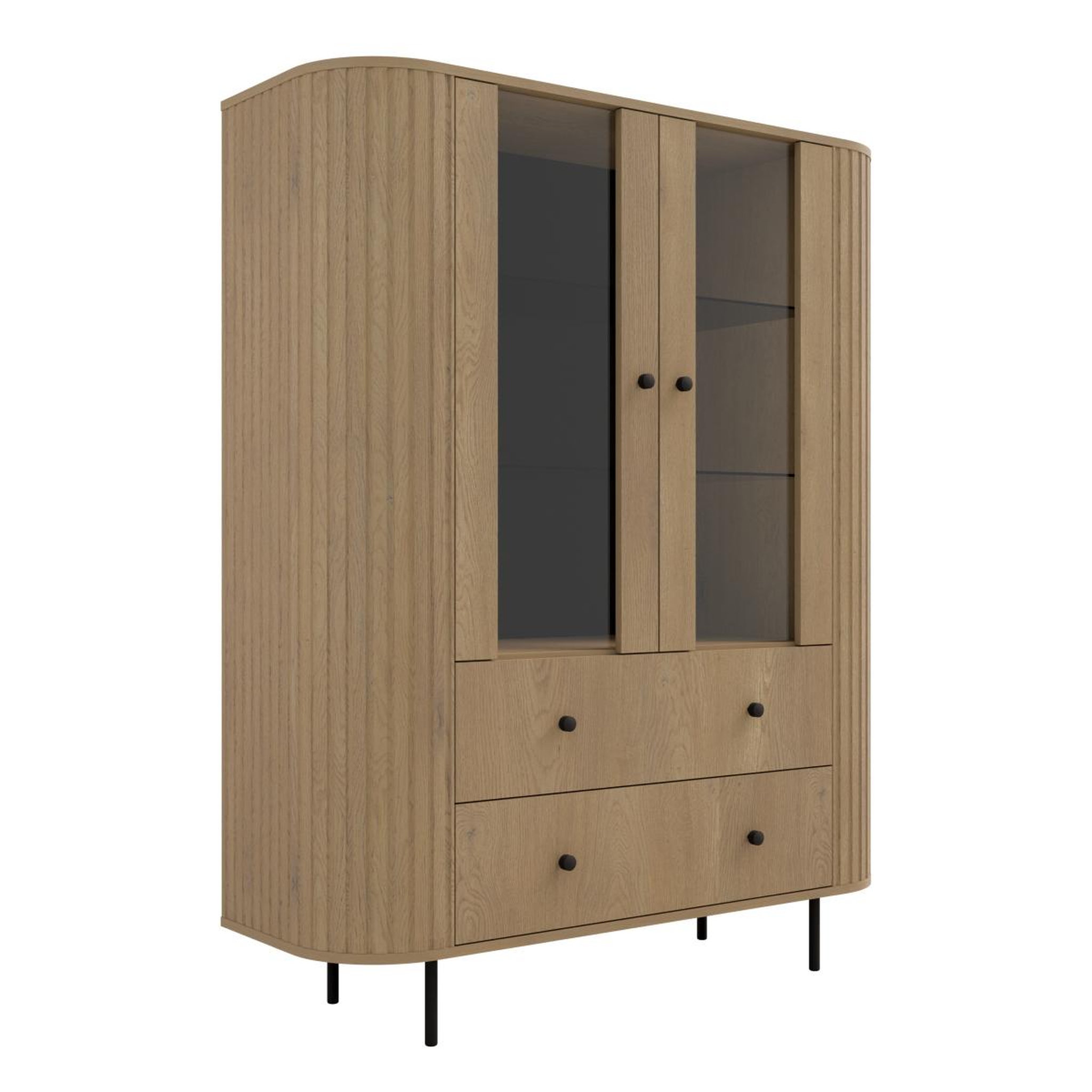 Voir la diapositive 4 : JLC KREATION Vitrine moderne 2 portes en bois forme arrondie lilio