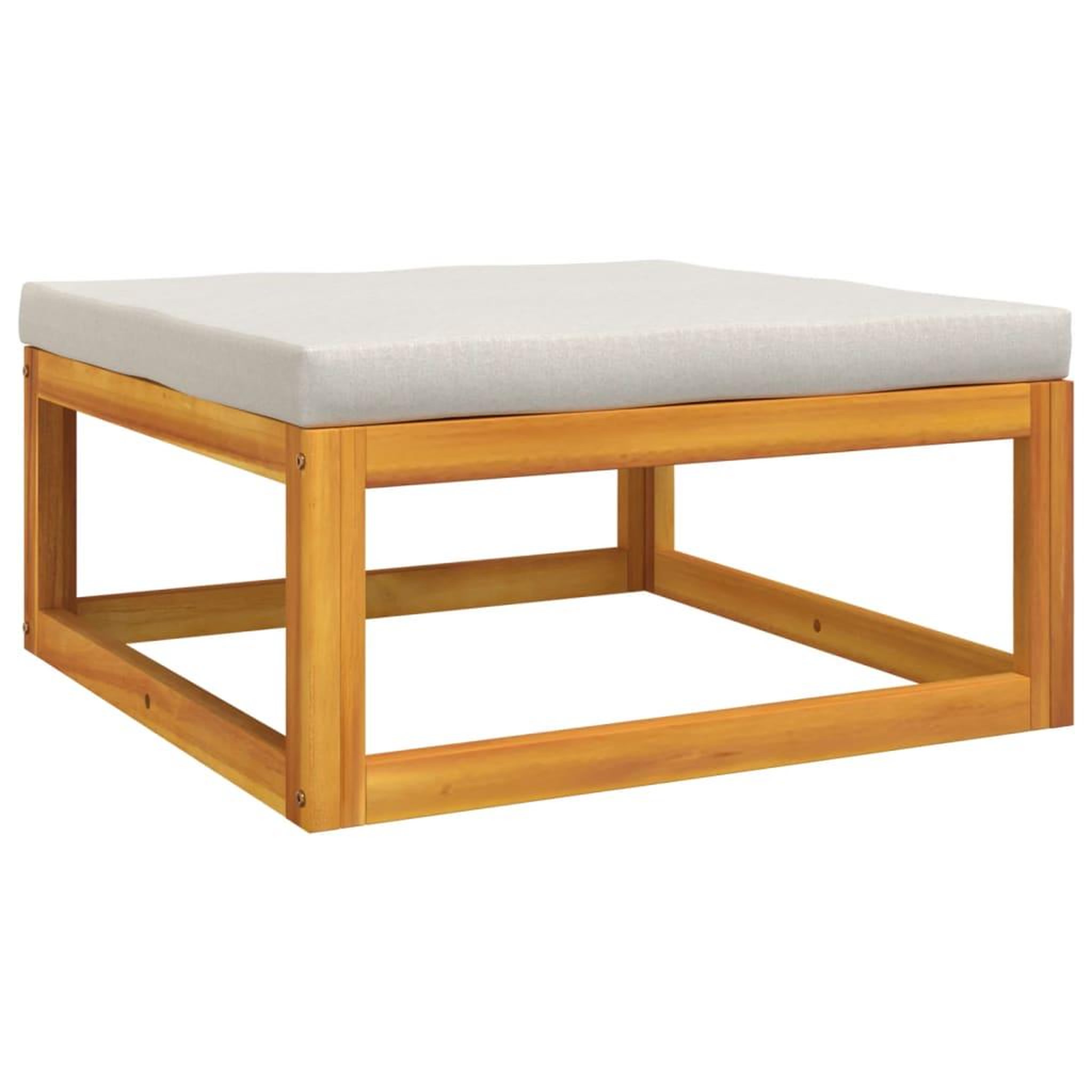 Voir la diapositive 2 : VIDAXL Repose-pied de jardin coussin gris clair bois massif d'acacia