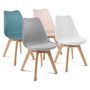 Voir la diapositive 1 : Lot de 4 chaises mix couleurs style scandinave pieds bois massif ODDA