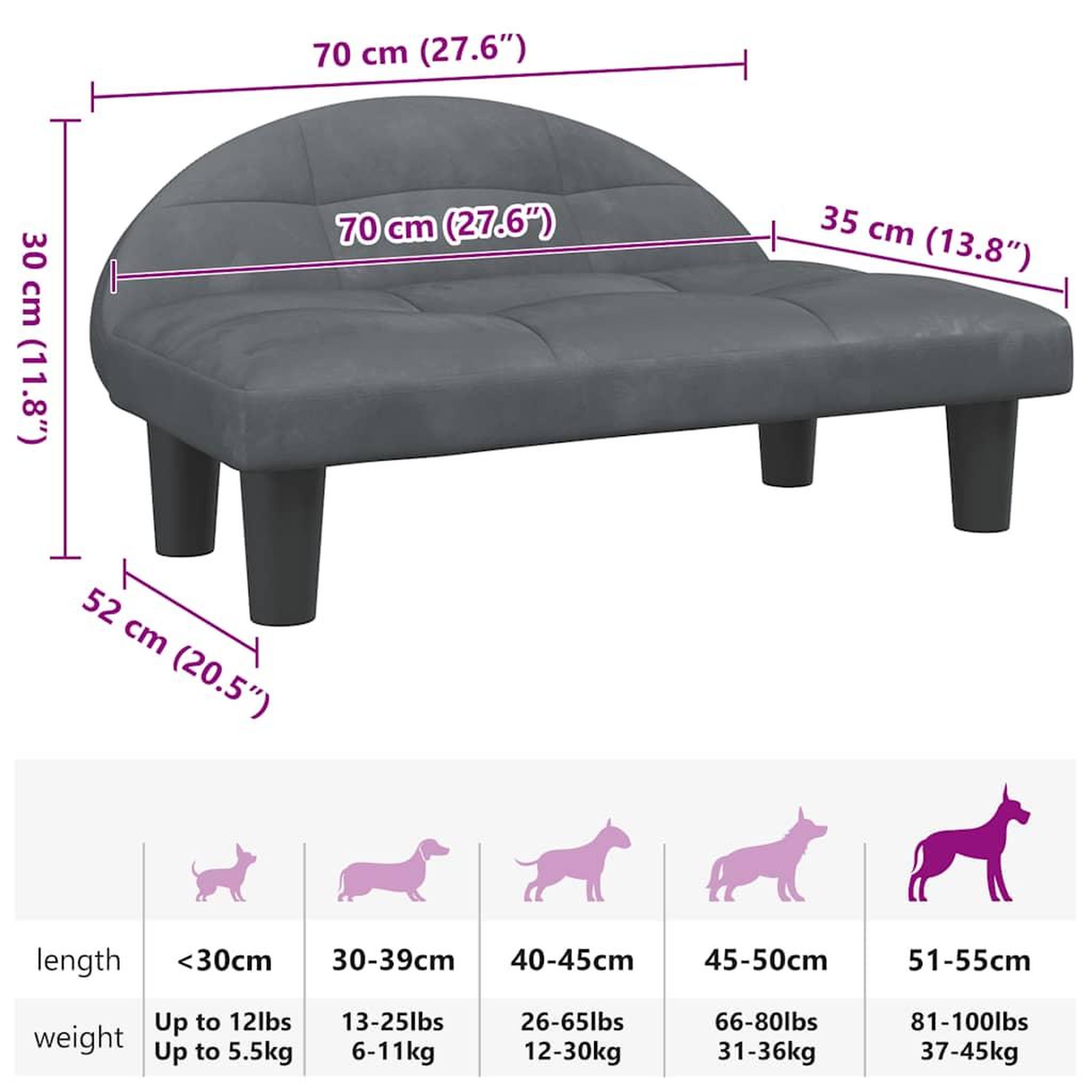 Voir la diapositive 6 : VIDAXL Lit pour chien gris fonce 70x52x30 cm velours