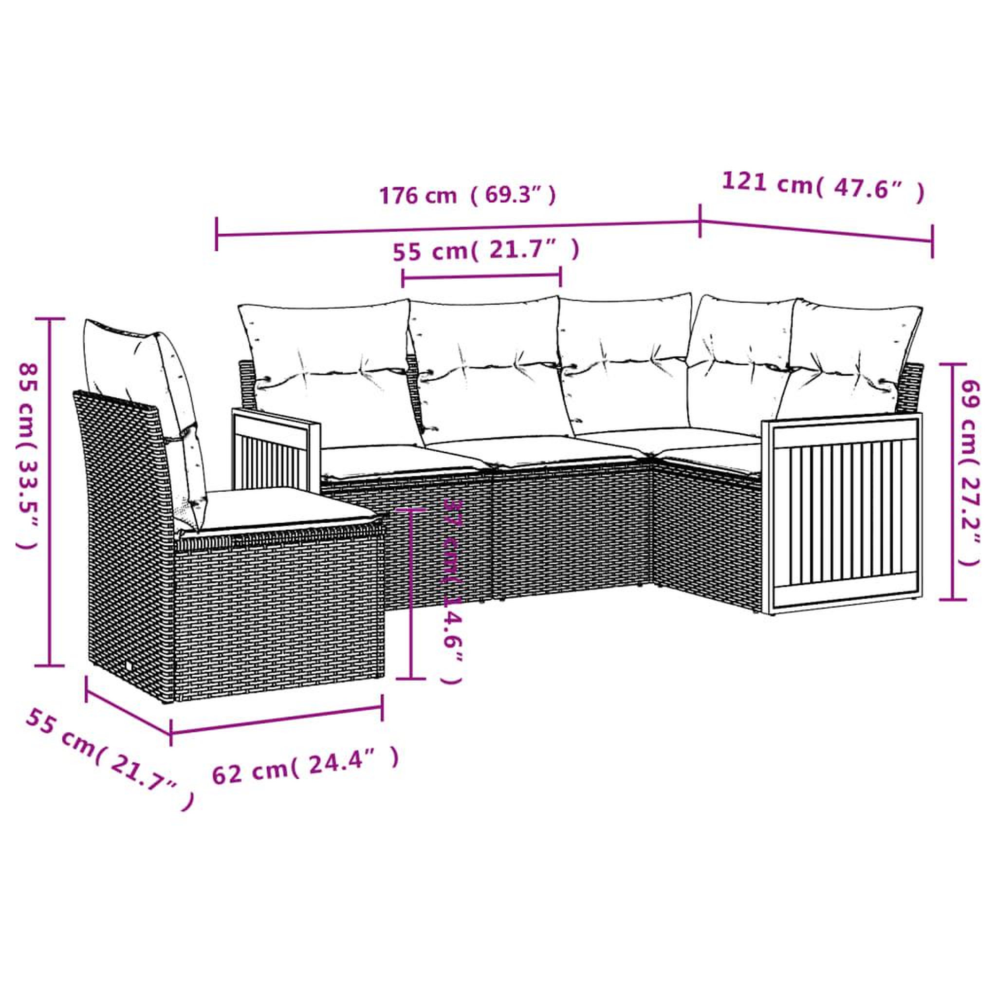 Voir la diapositive 6 : VIDAXL Salon de jardin avec coussins 5 pcs beige resine tressee