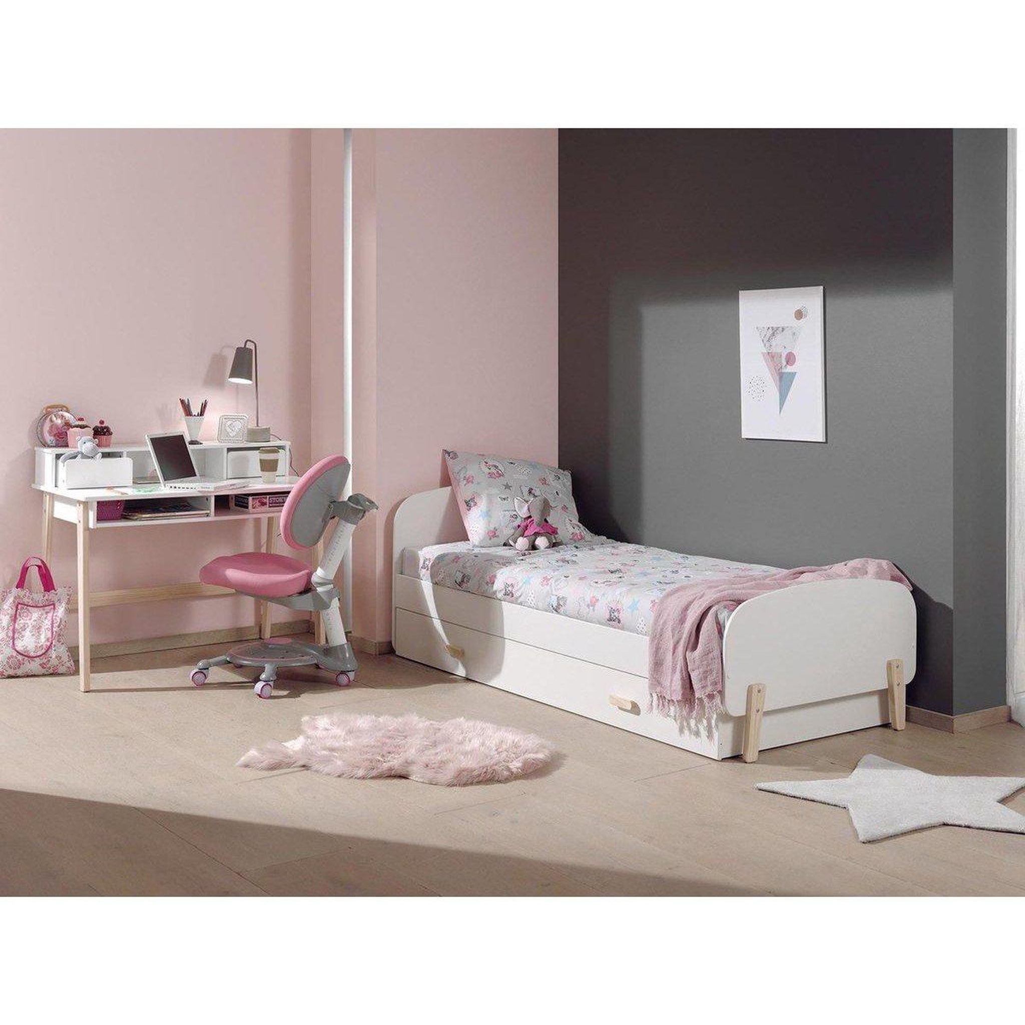 Voir la diapositive 5 : Paris Prix Lit enfant  kiddy  90x200cm blanc & naturel