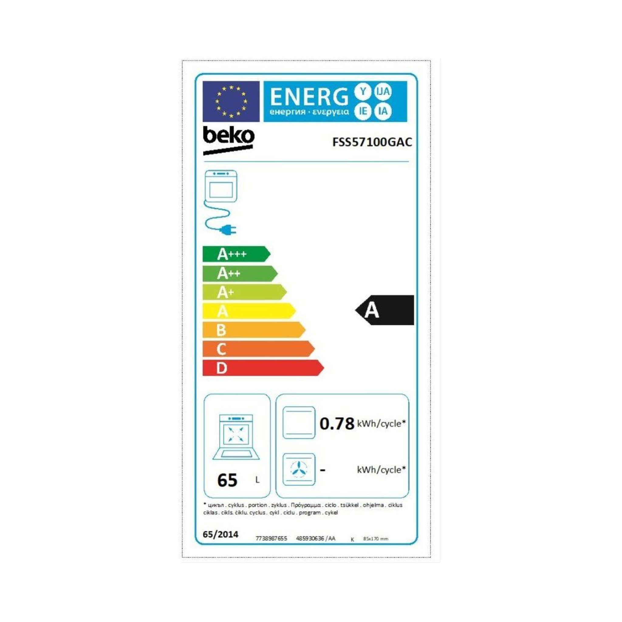 Voir la diapositive 6 : Beko Cuisinière vitrocéramique FSS57100GAC 50cm Catalyse