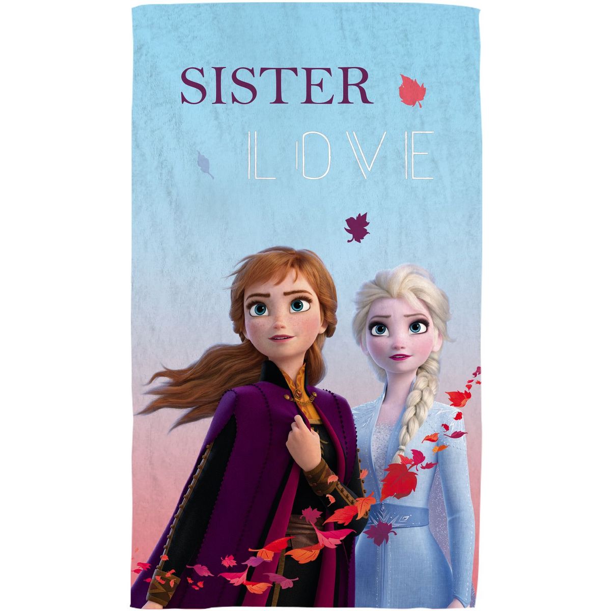 DISNEY Drap de plage enfant en coton effet velours 320 gr/m2 SISTER LOVE REINE DES NEIGES