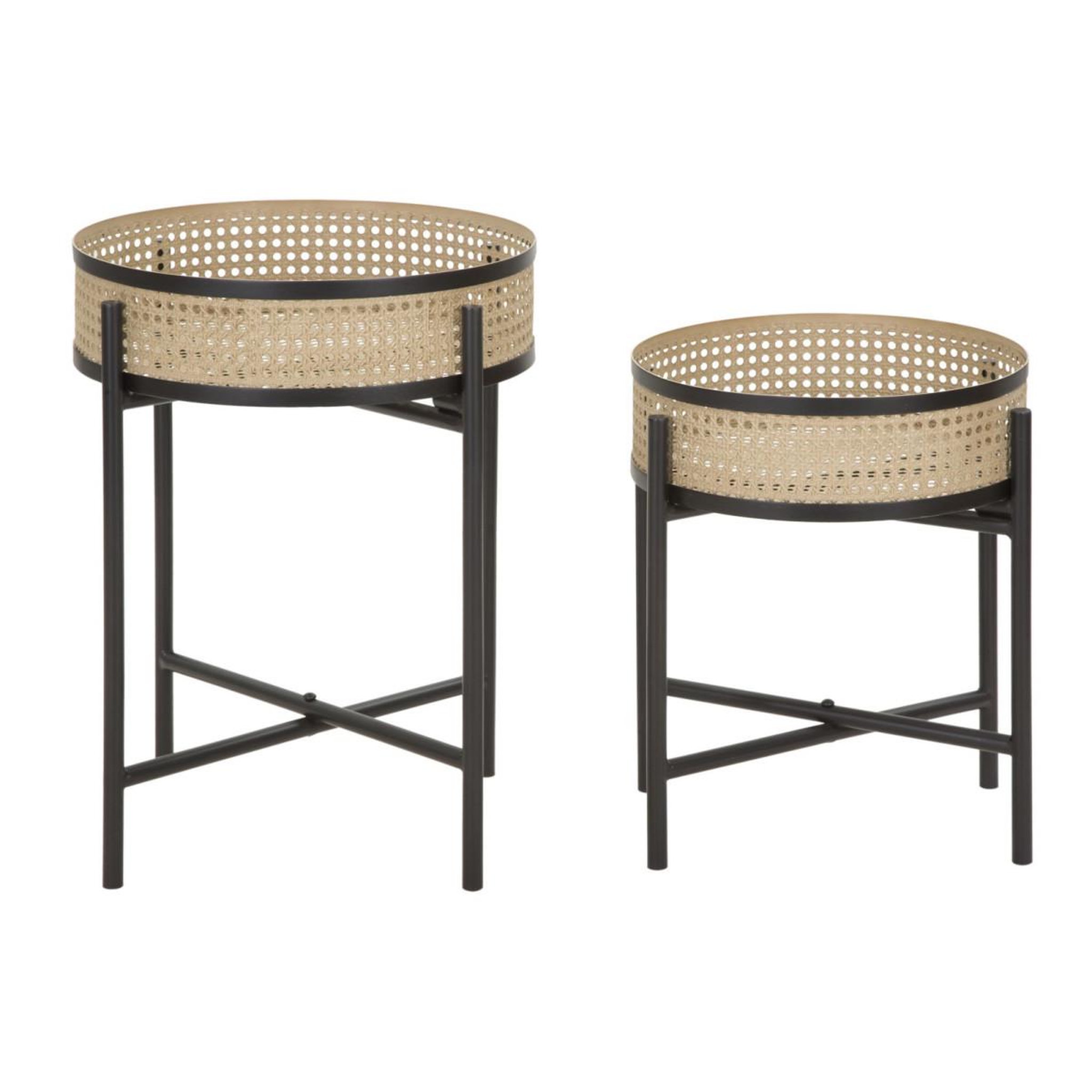 Paris Prix Lot de 2 tables d'appoint  fuji  50cm noir & naturel