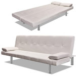 VIDAXL Canape-lit reglable avec deux oreillers Similicuir Blanc creme