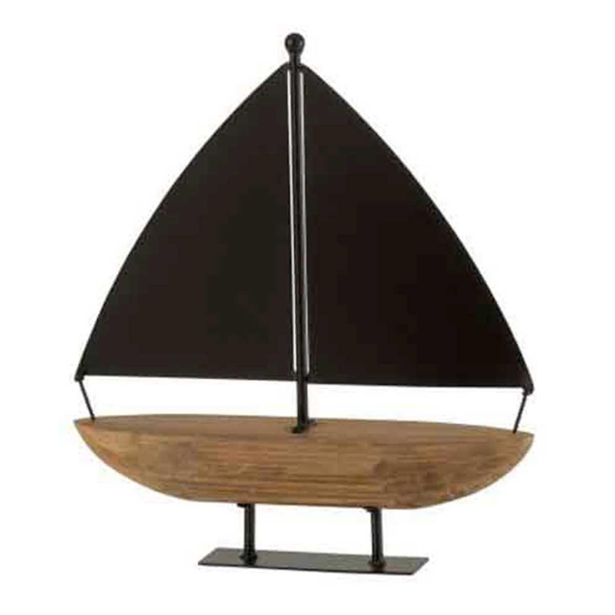 J-LINE Voilier déco sur socle  bateau  38cm marron & noir